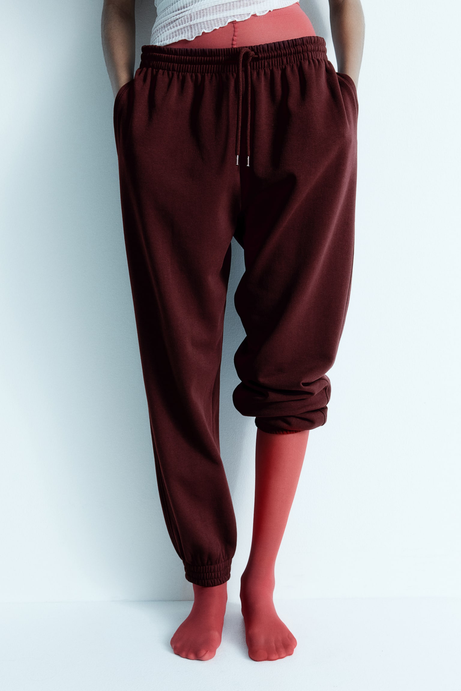 High-waisted joggers - Dark red/Black/Dusty pink/Navy blue/Light blue/Dark grey/Light turquoise/Light grey marl/Light pink/Dusty green/Dark grey/Light beige/White/Light beige marl/Pink/Mint green/Bright blue/Light blue/Light purple/Cerise/Light greige - 7