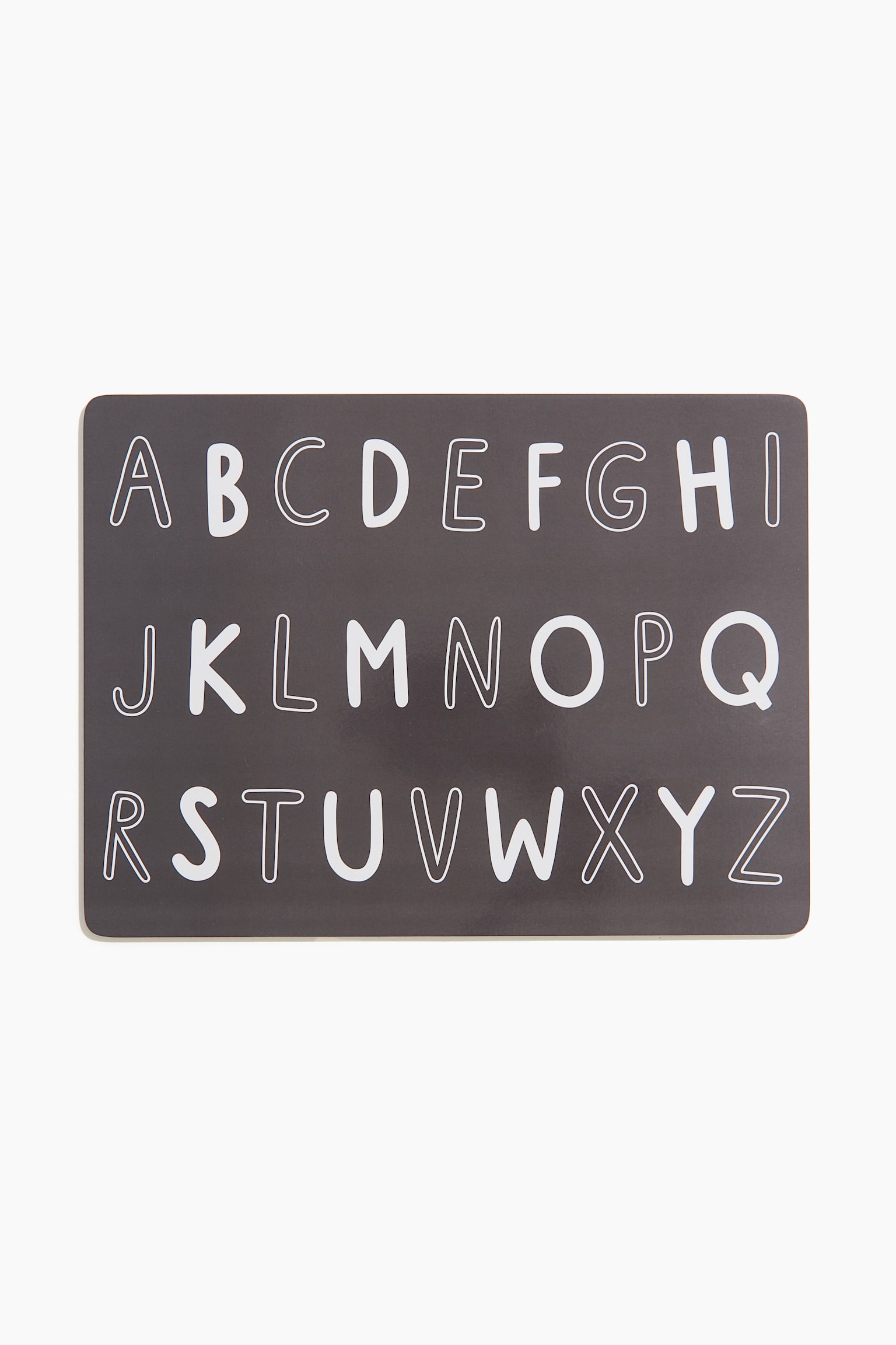 Children's printed place mat - Dark grey/Alphabet/White/Animals - 1