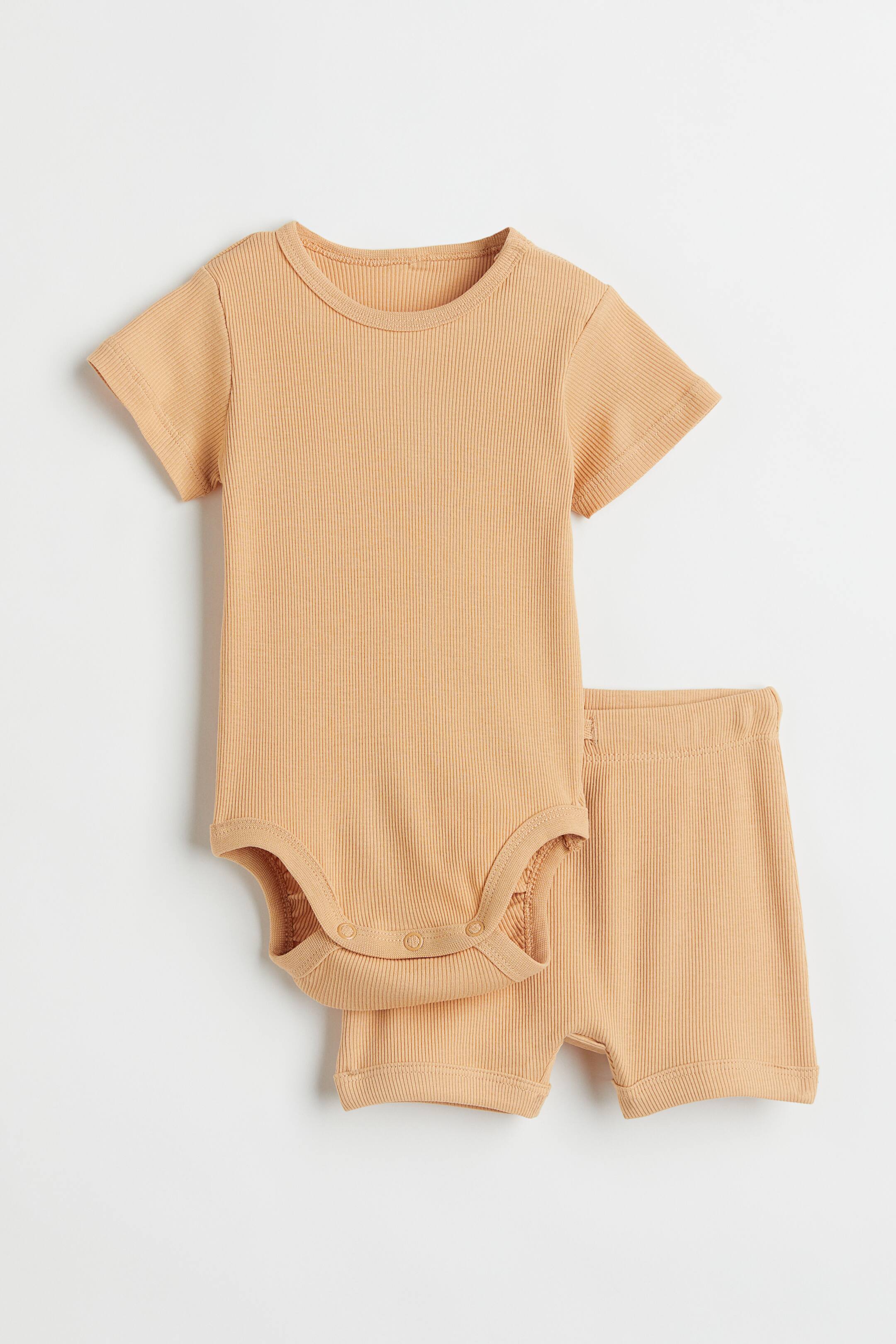 View larger image: Ribbed cotton set - Light orange - Kids | H&M 1