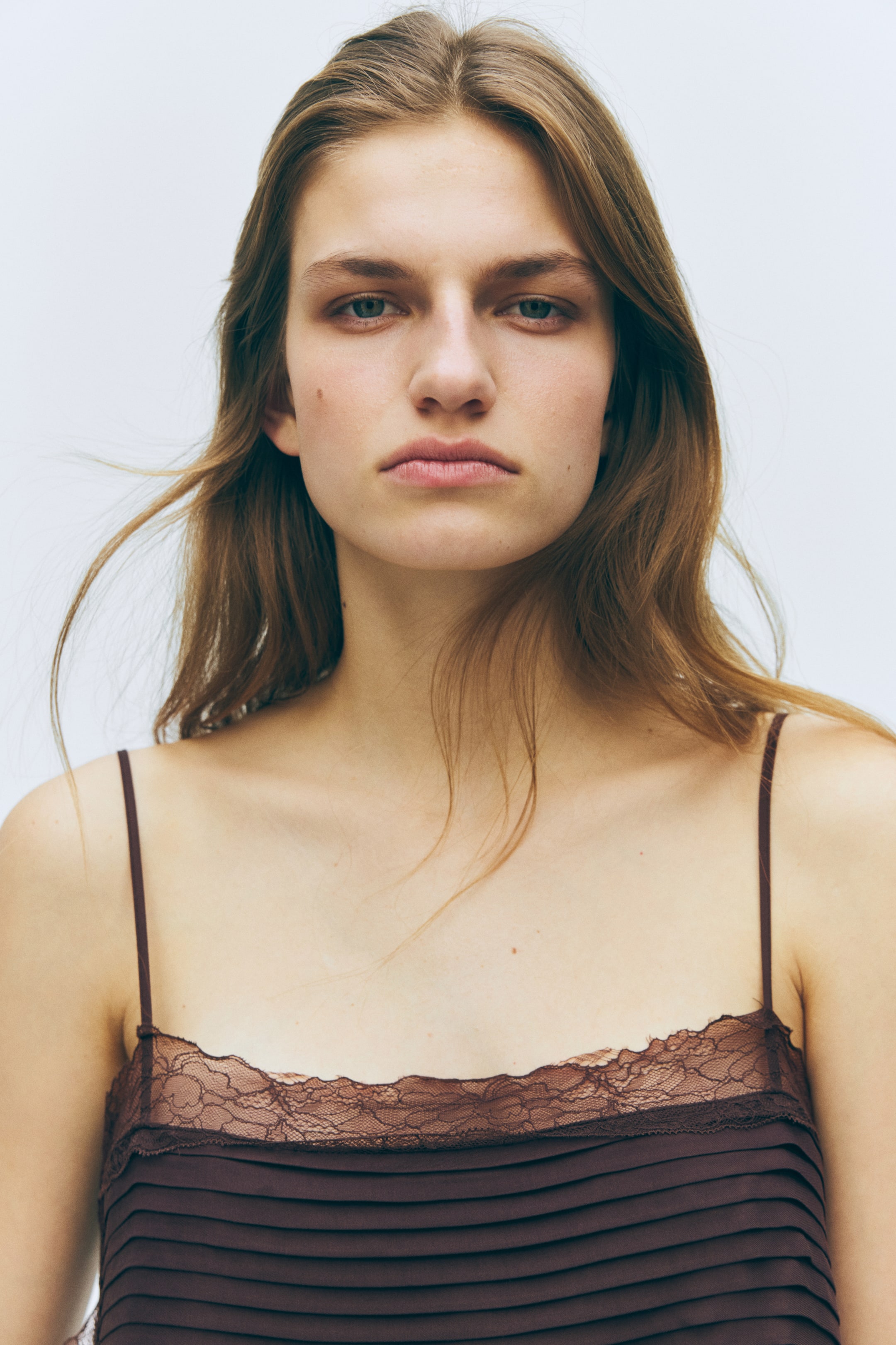 View larger image: Lace-trimmed strappy top - Dark brown - Ladies | H&M GB 3