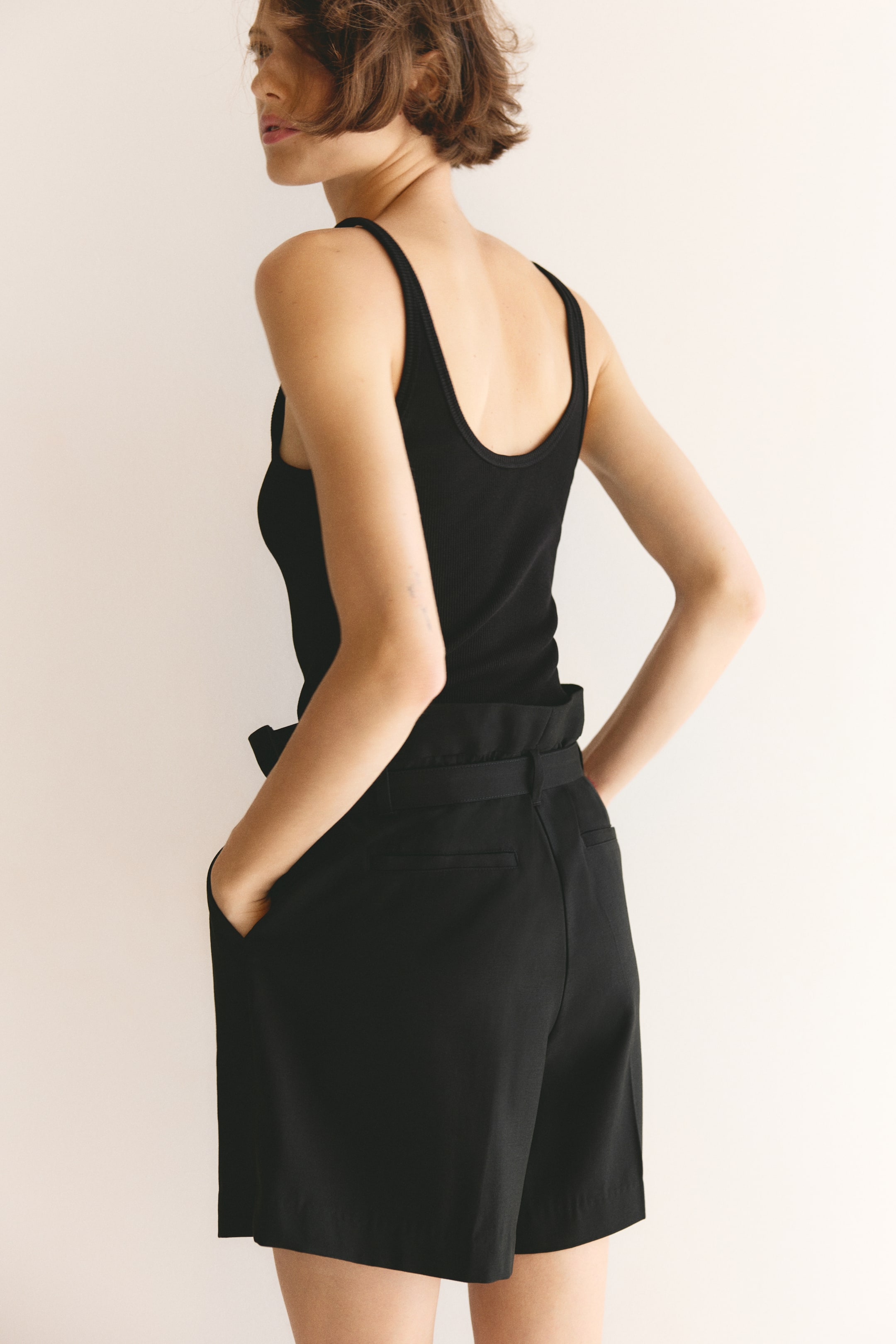 Viscose-Blend Shorts with Belt