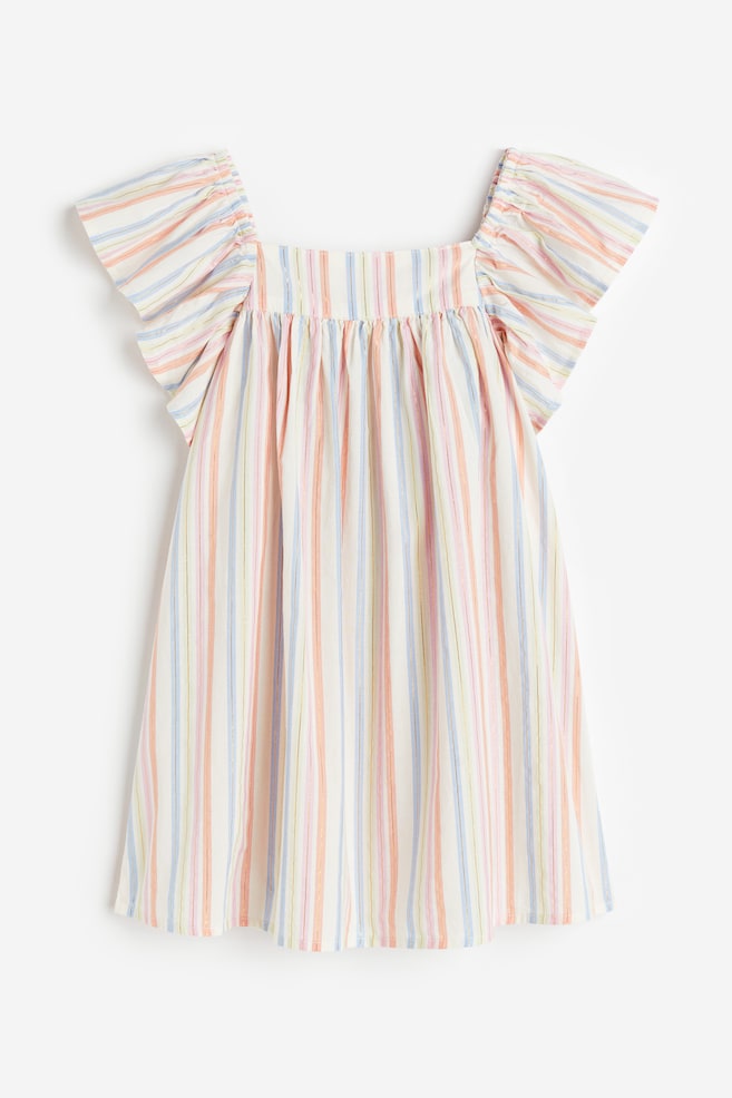 Mønstret kjole med sommerfugleærmer - Lys rosa/Stribet/Lysegrøn/Tropical/Sennepsgul/Ternet - 1
