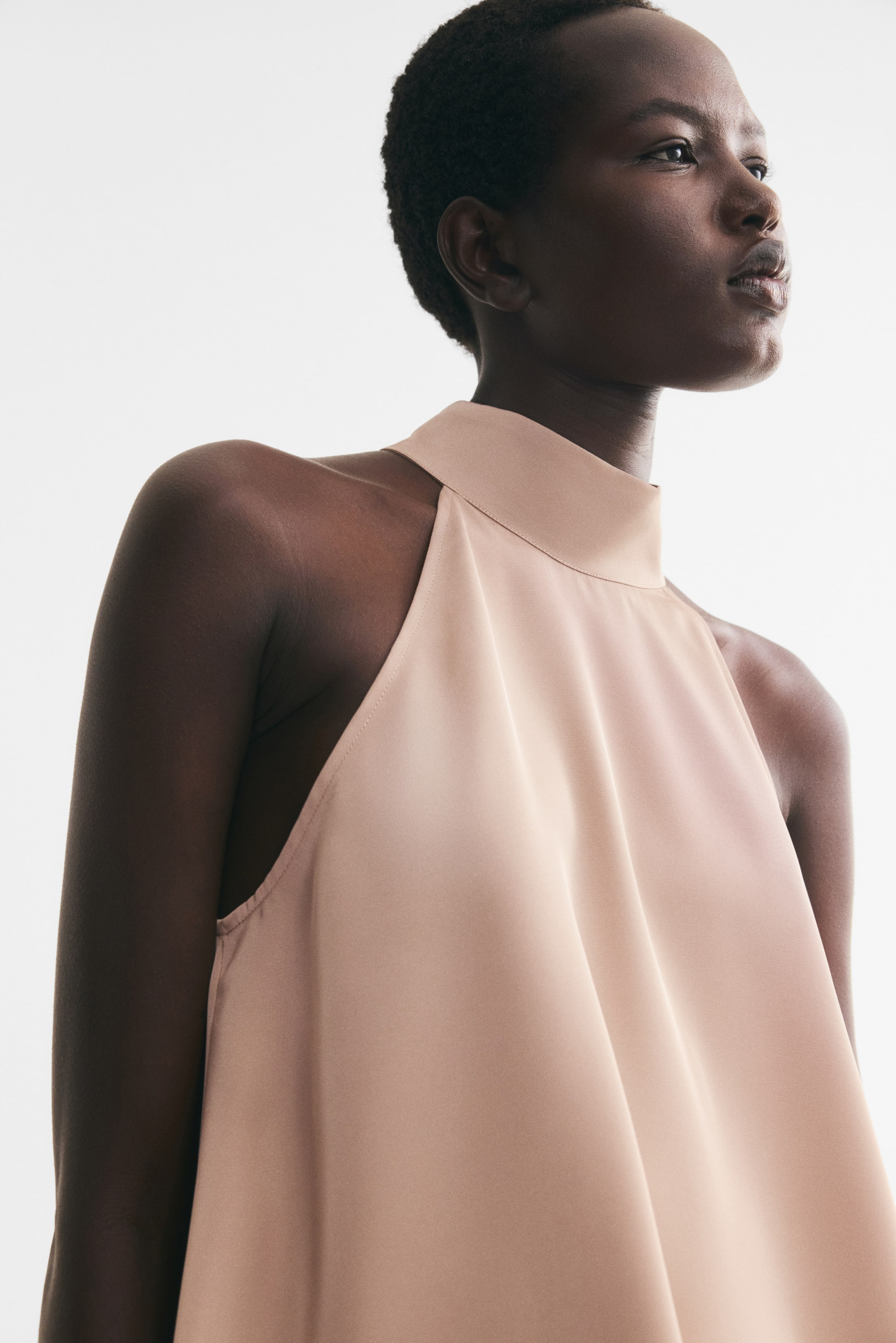 View larger image: Asymmetric Satin Top - Beige - Ladies | H&M US 1