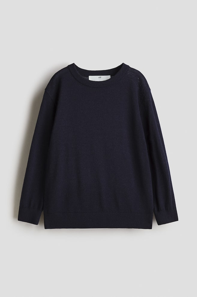 Chandail en tricot de laine - Marine/Noir - 1