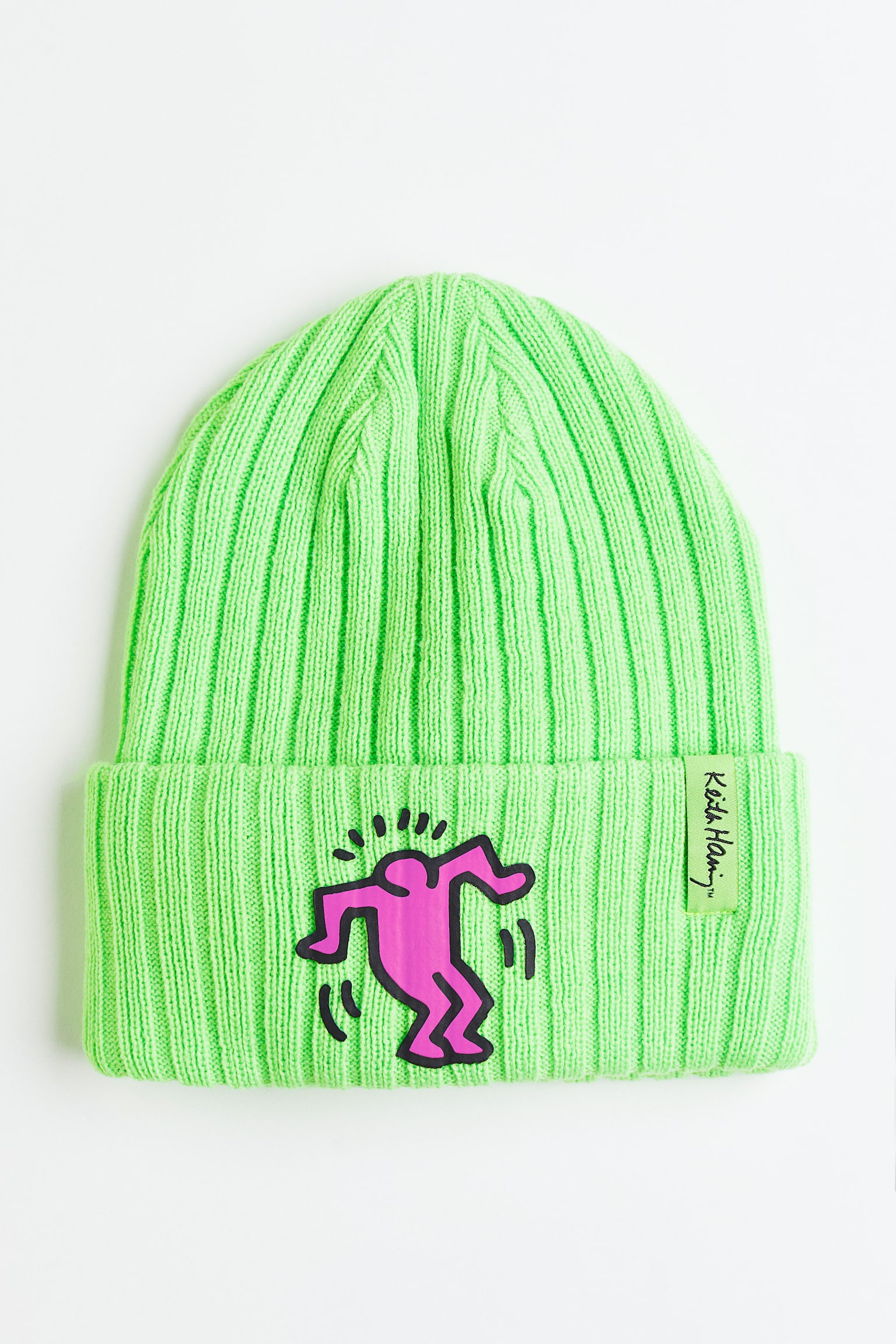 Rib-knit hat - Light green/Keith Haring - 1