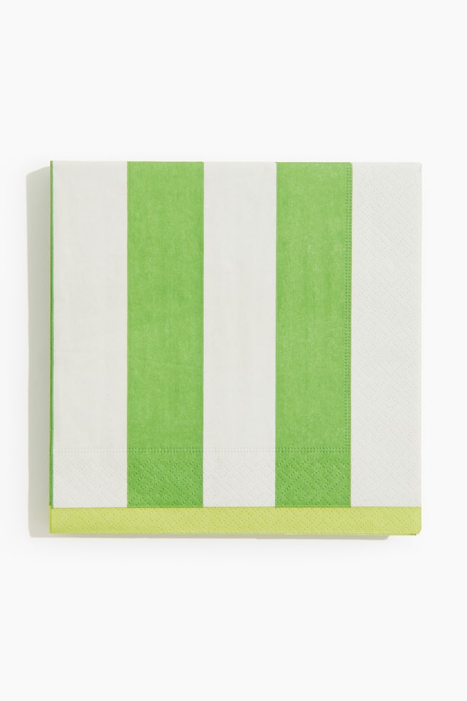 20-pack Striped Paper Napkins - Lime green/white - 1
