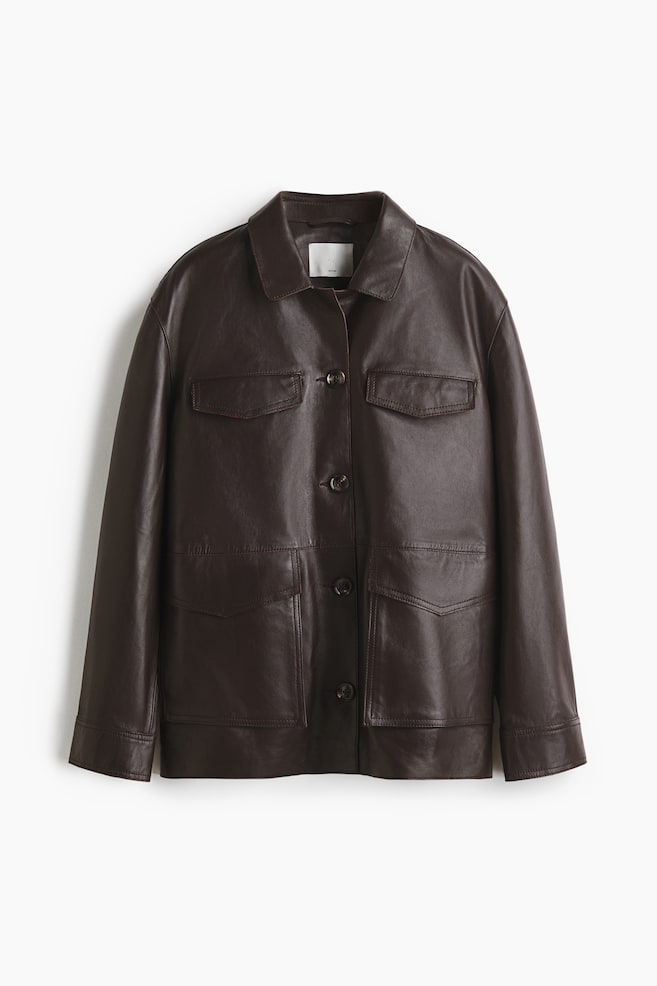 Leather jacket - Dark brown - 1