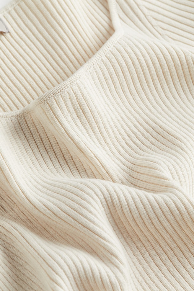 Rib-knit bodycon dress - Natural white/Black - 3