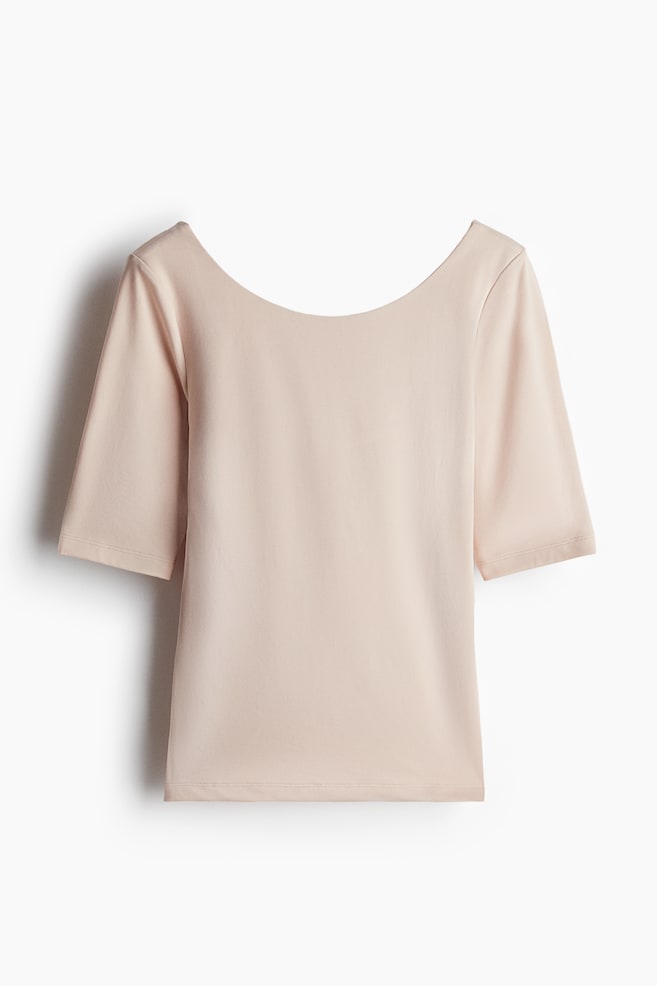 Ballerina-neckline top - Powder pink/Black - 1