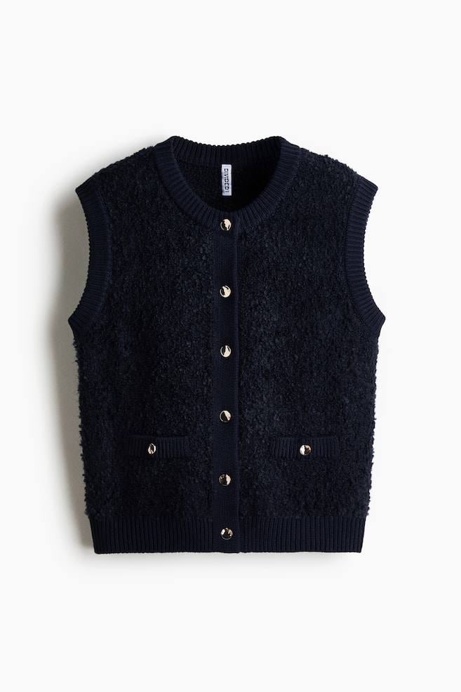Bouclé Knit Vest - Navy blue - 1