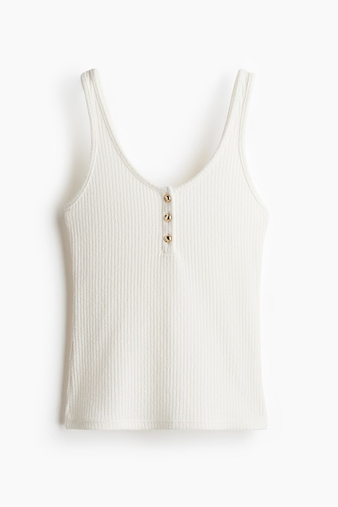Rib-knit vest top - White/Black/Red - 1