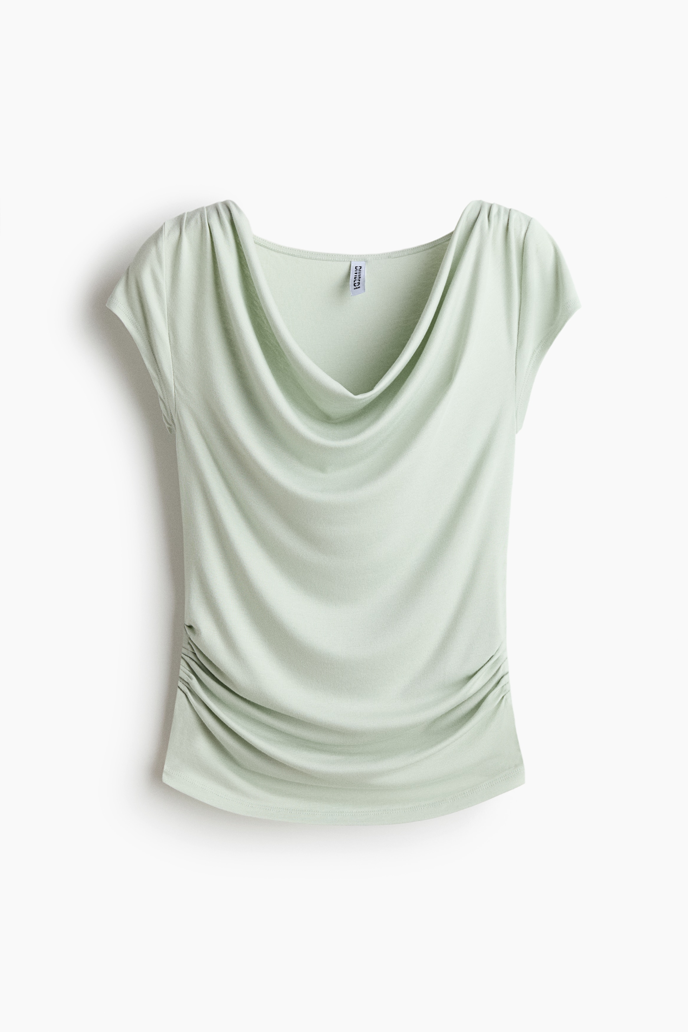 Draped jersey top - Light dusty green/Brown/Light beige/Spotted