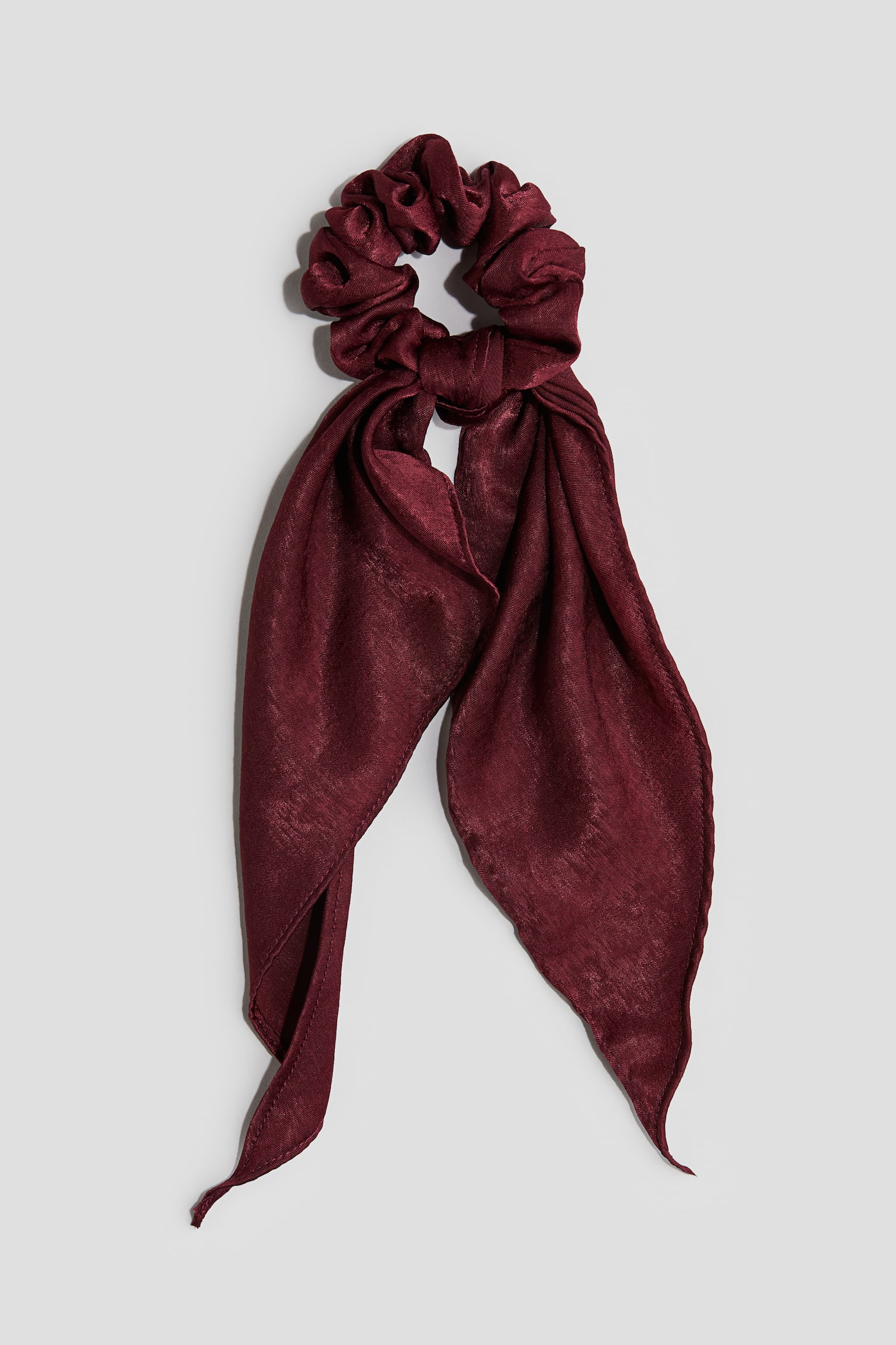 Scarf-detail scrunchie - Dark red/Black - 1