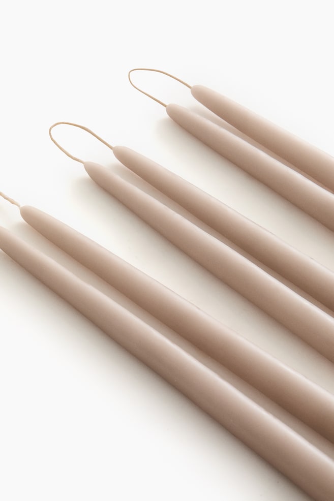 6-pack taper candles-Light beige - 2