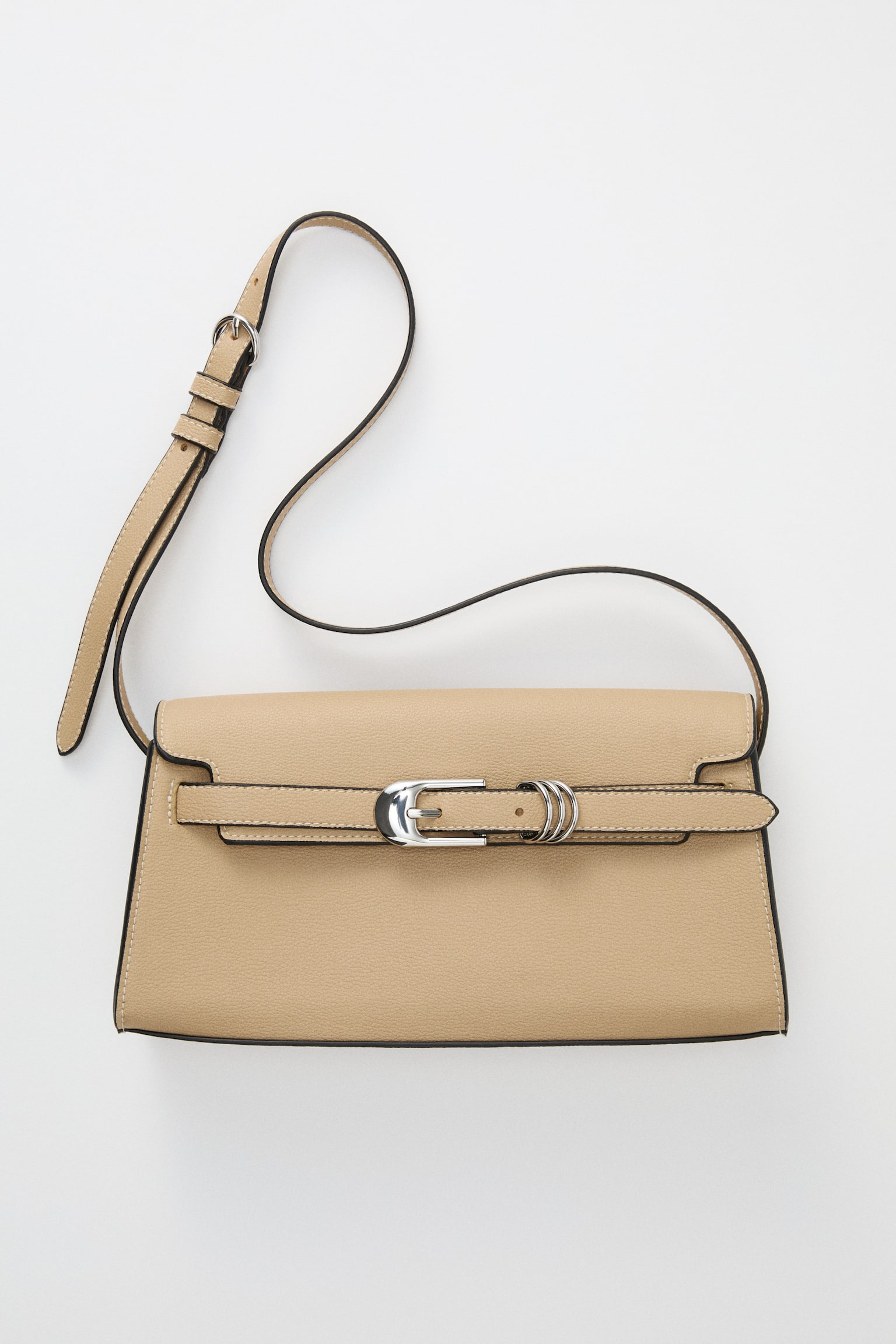 Strap-detail shoulder bag - Beige/Brown - 1