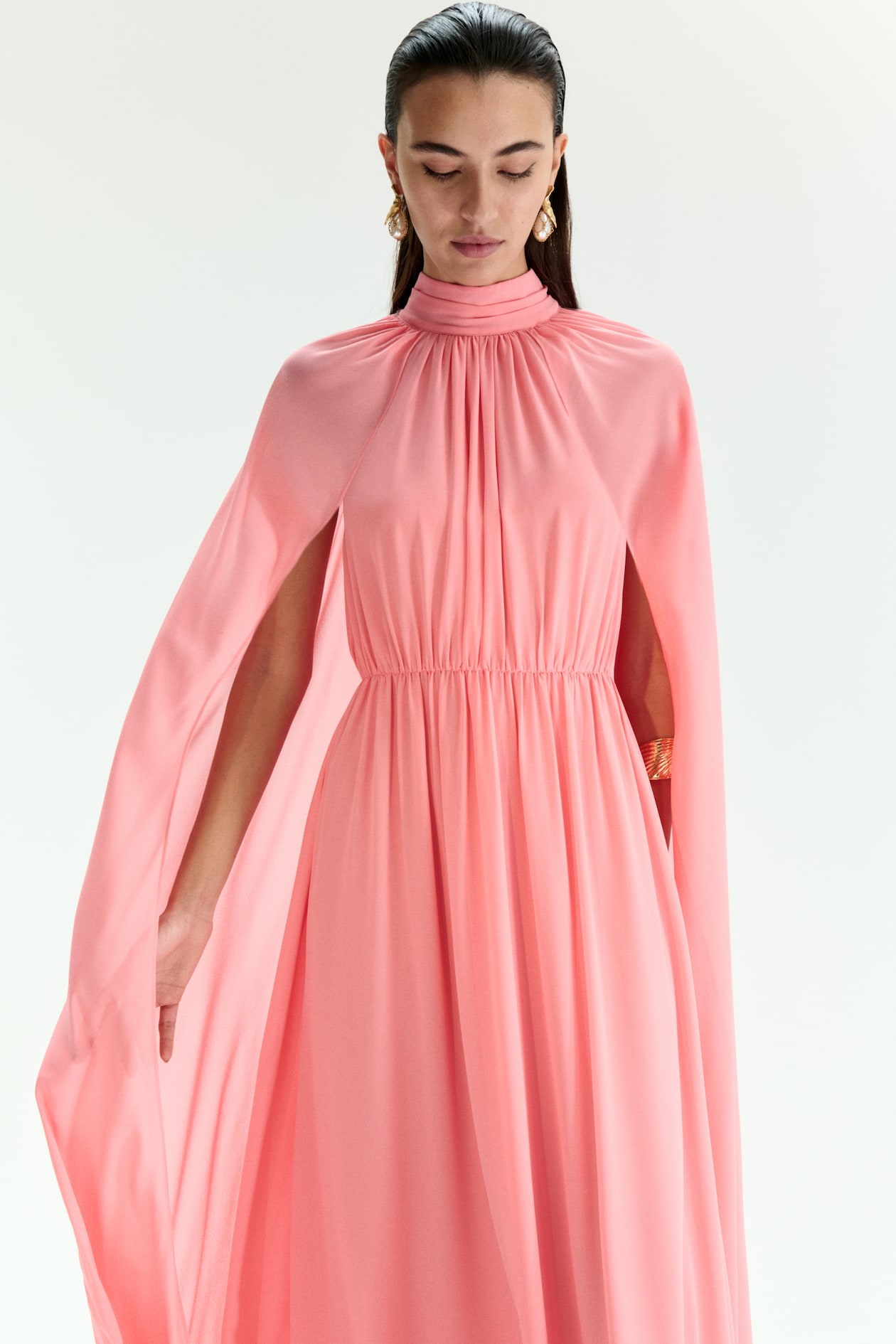 Draped Cape-Detail Dress - image 5
