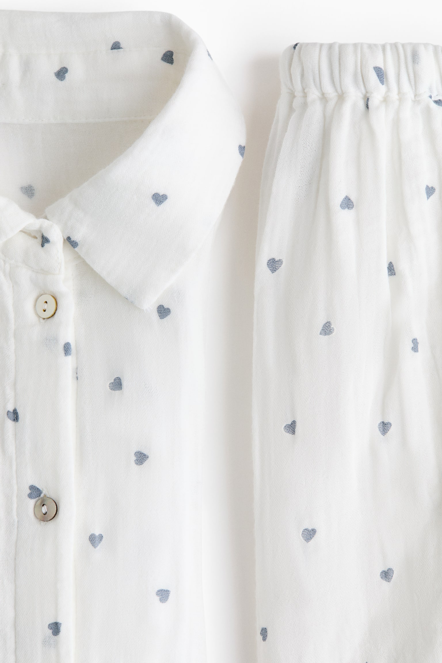 MAMA Before & After Muslin pyjamas - White/Blue hearts/White/Pink floral/White/Hearts/Powder pink - 3