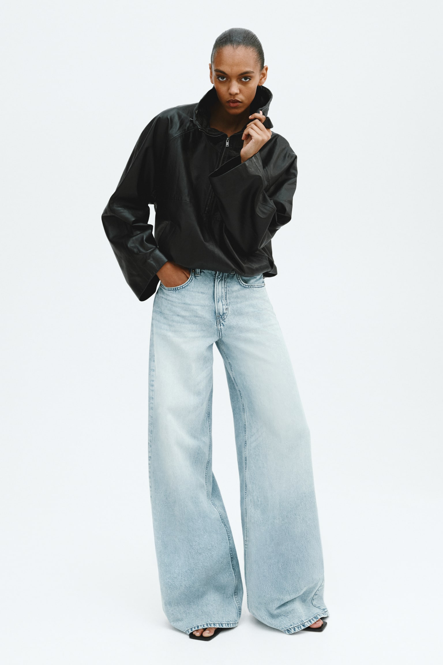 Wide High Waist Jeans - Ανοιχτό μπλε denim/Μπλε denim/Σκούρο μπλε denim/Μπλε denim/Λευκό - 2