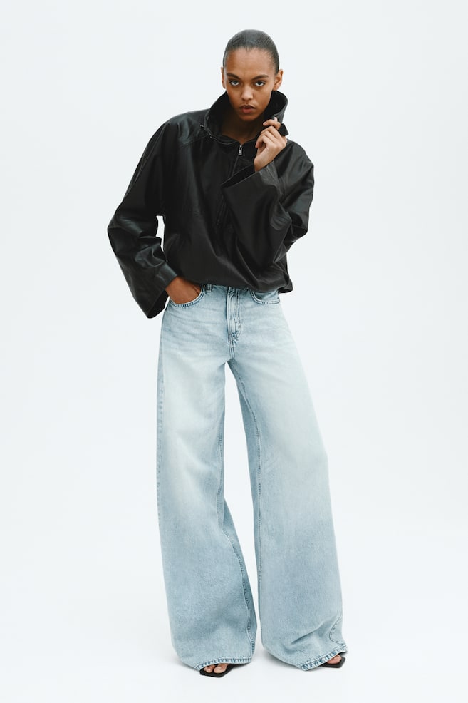 Wide High Waist Jeans - Light denim blue/Denim blue/White/Dark denim blue - 1