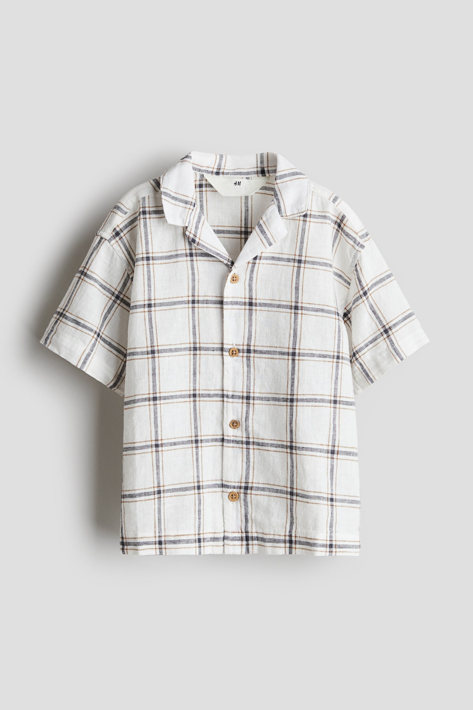 Cotton resort shirt - White/Checked/Beige/Khaki green - 1