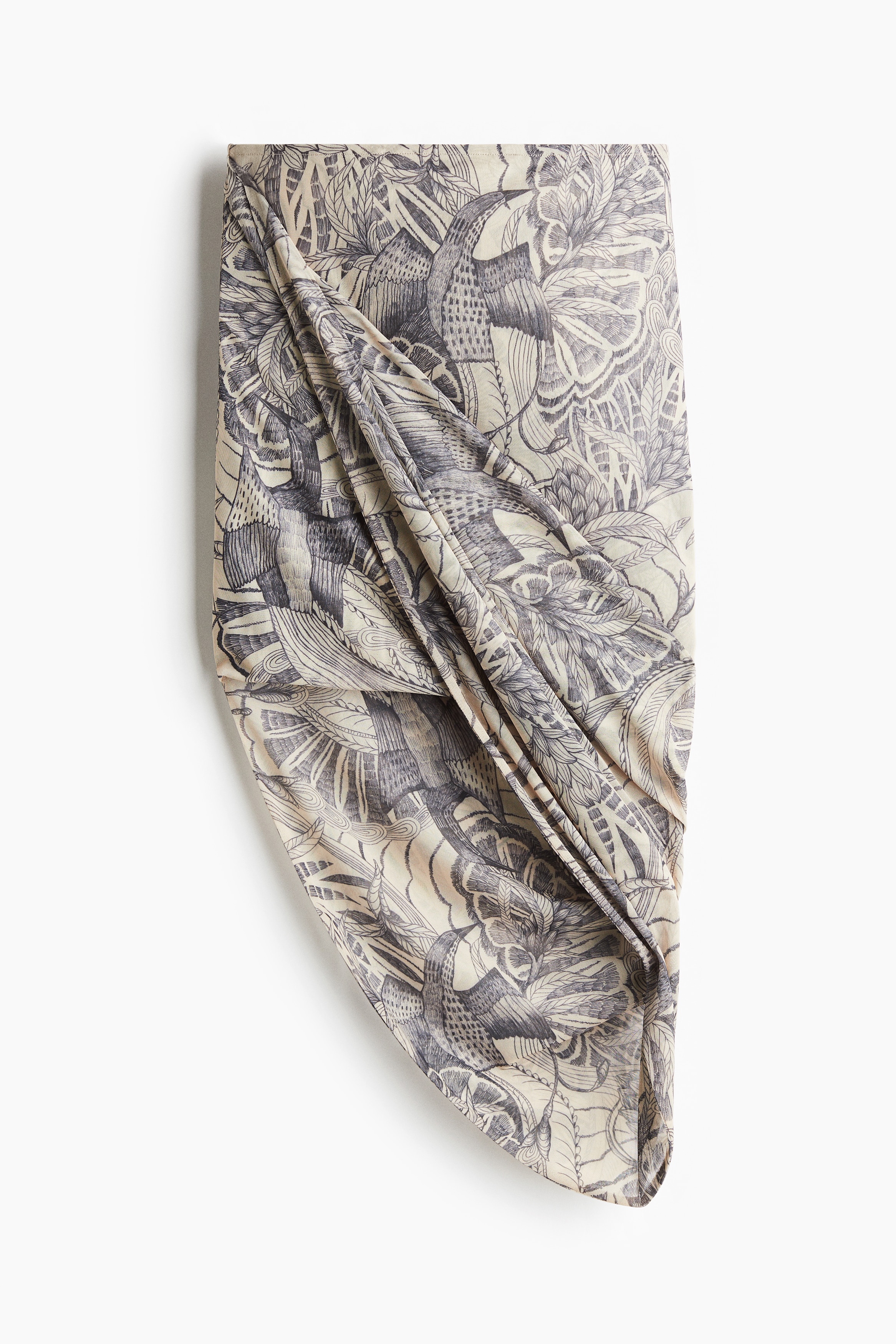 Jupe asymétrique en filet - Beige clair/motif