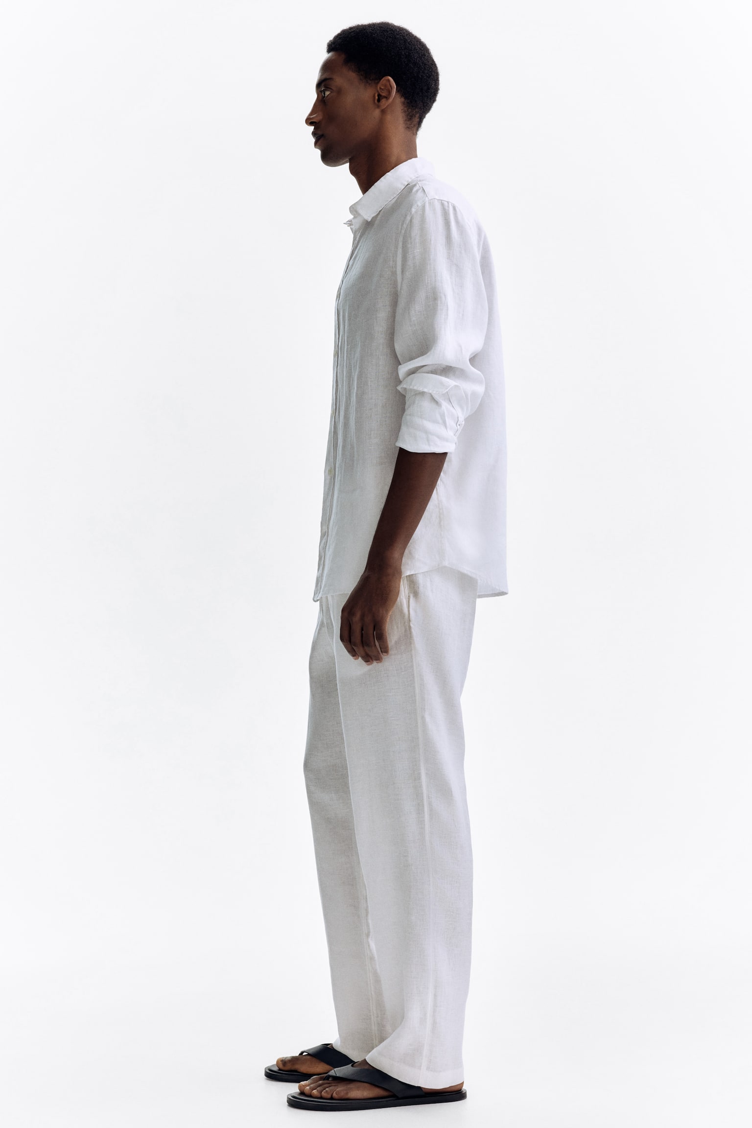 Pantalon Regular Fit en lin - Blanc/Beige foncé/Beige clair/Noir/Gris foncé/Bleu marine - 5