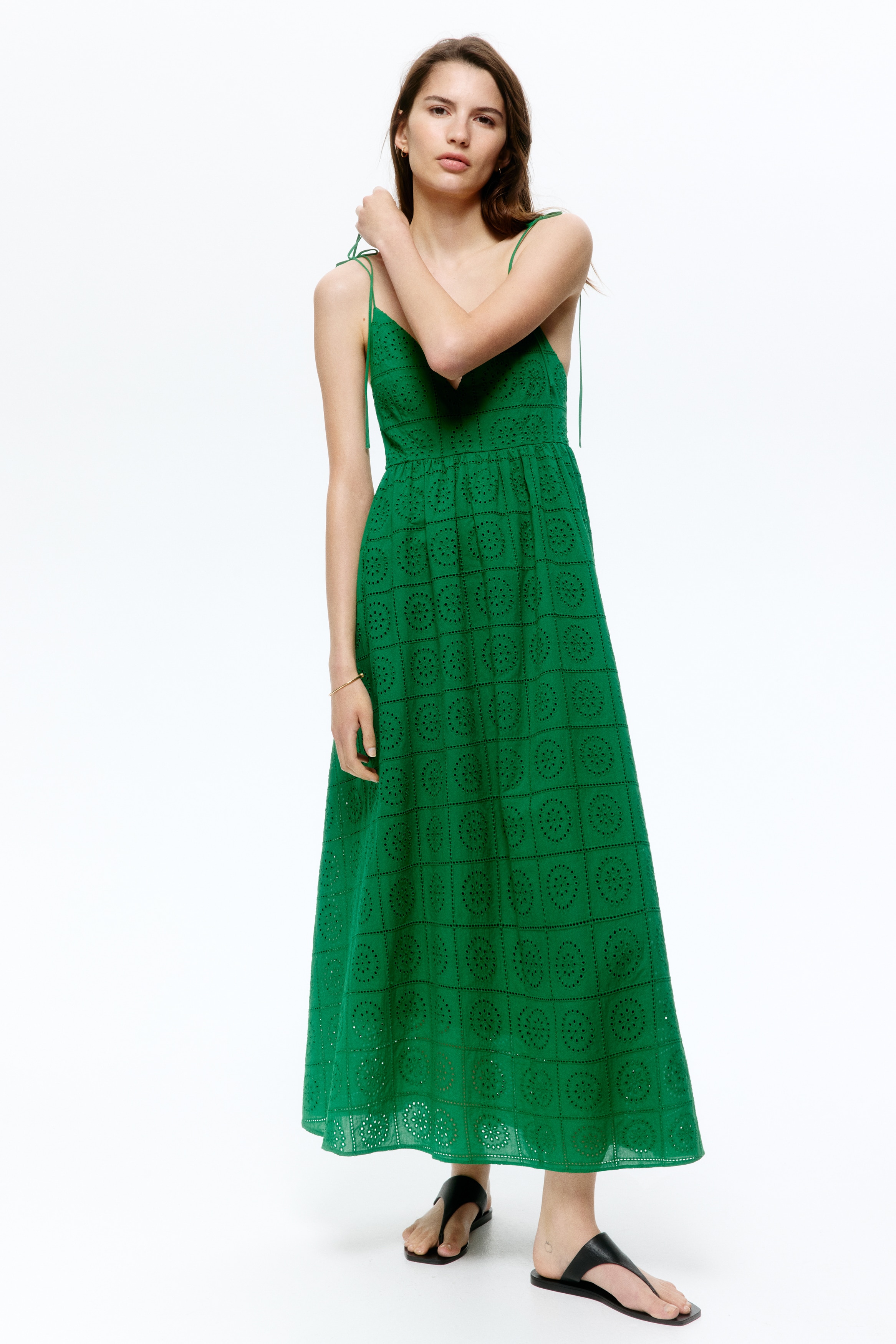 h&m green maxi dress Women's Dark khaki green Patterned Maxi Dress