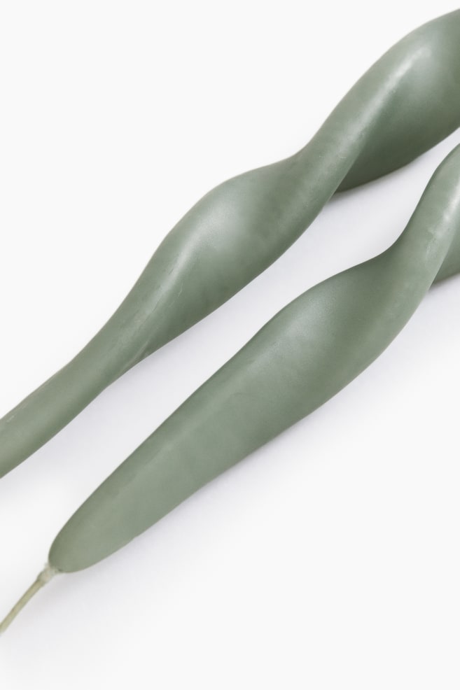 2-pack Spiral Taper Candles - Khaki green/White - 2
