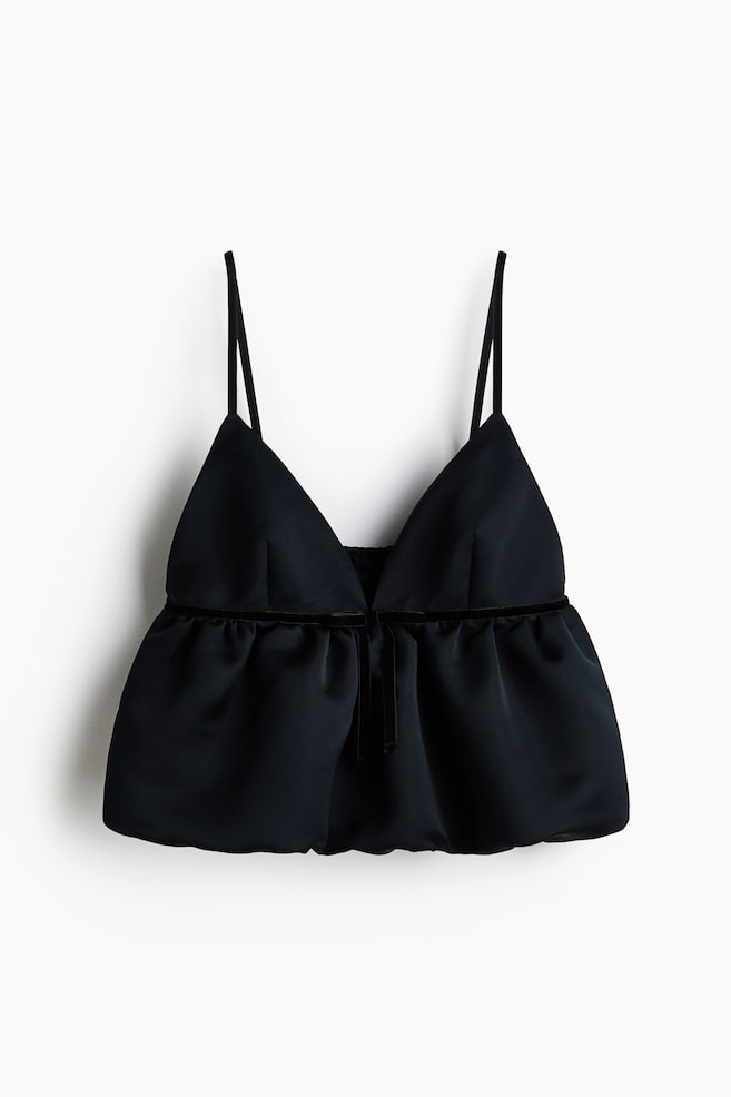 Bubble-hem strappy top - Black/White - 1