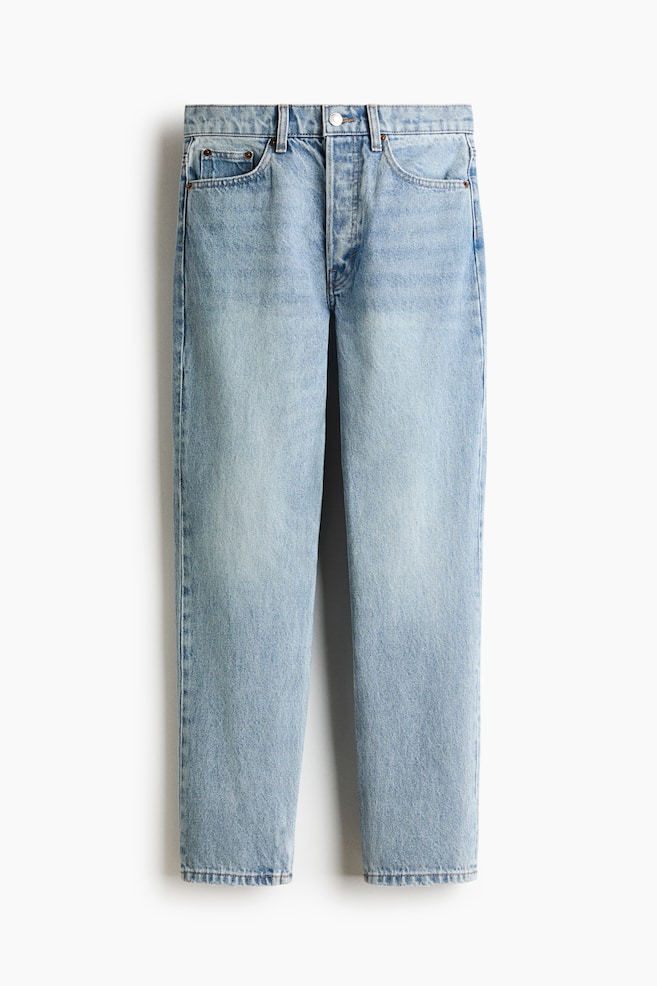 Slim Straight High Waist Ankle Jeans - Light denim blue/Denim blue - 1