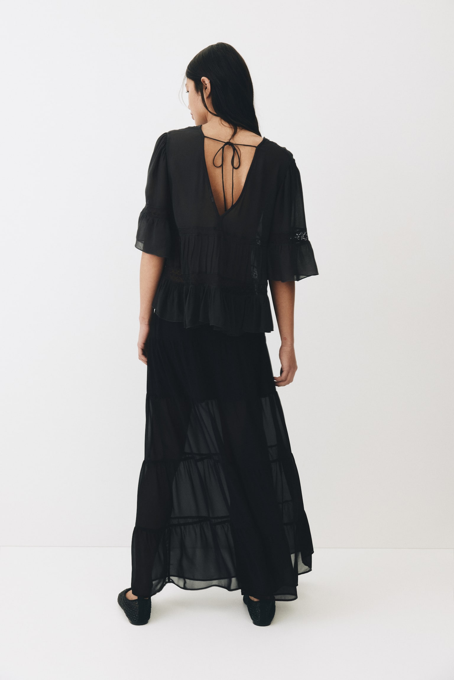Maxifalda escalonada - Negro - 4