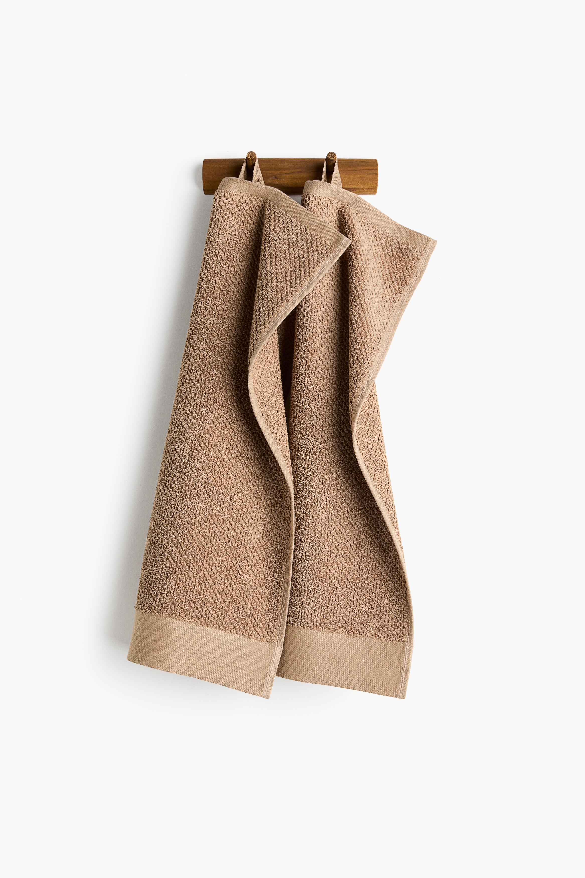 Lot de 2 essuie-mains en coton éponge - Brun/Vert foncé/Marine/Grège/Brun foncé/Vert sauge/Rose ancien/Blanc/Bleu ancien clair/Vert sauge/Rose poudre/Beige clair/Noir