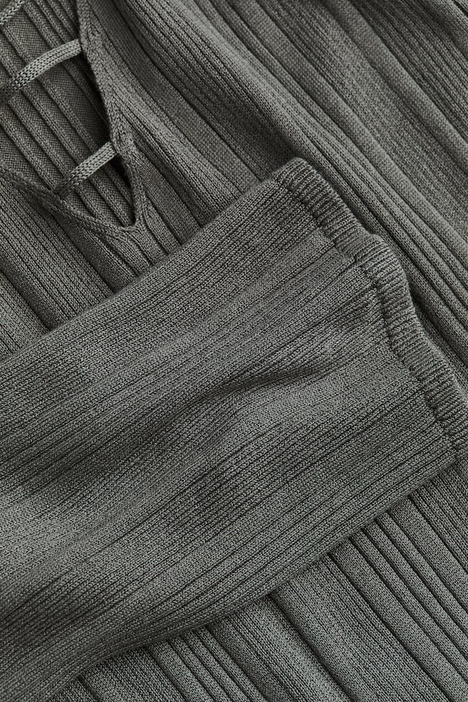 Strap-detail rib-knit dress - Dark dusty green - 5