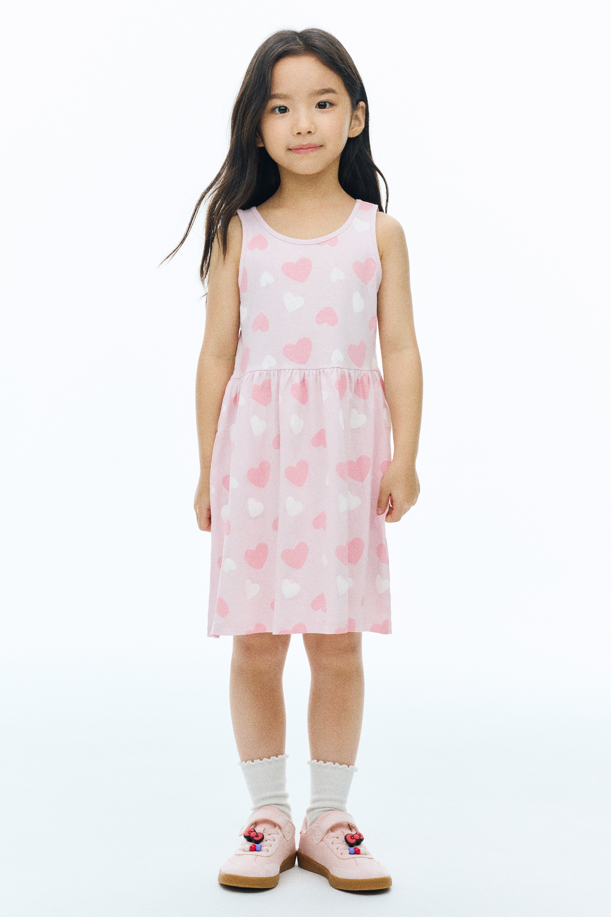Váy cotton in hình - Màu hồng nhạt/Trái tim/Màu xanh dương nhạt/Bông tuyết/Màu be nhạt/Ngôi sao/Màu tím nhạt/Ngôi sao