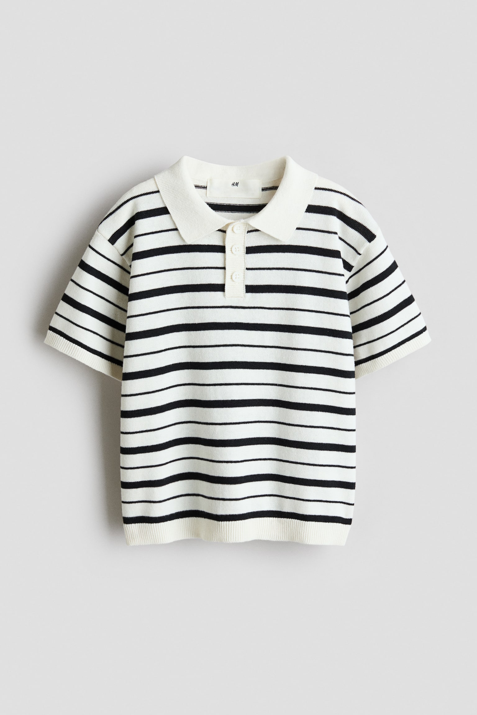 Cotton-knit polo shirt - Cream/Striped/Dark blue/White striped/Light khaki green/Navy blue/Cream/Dusty blue