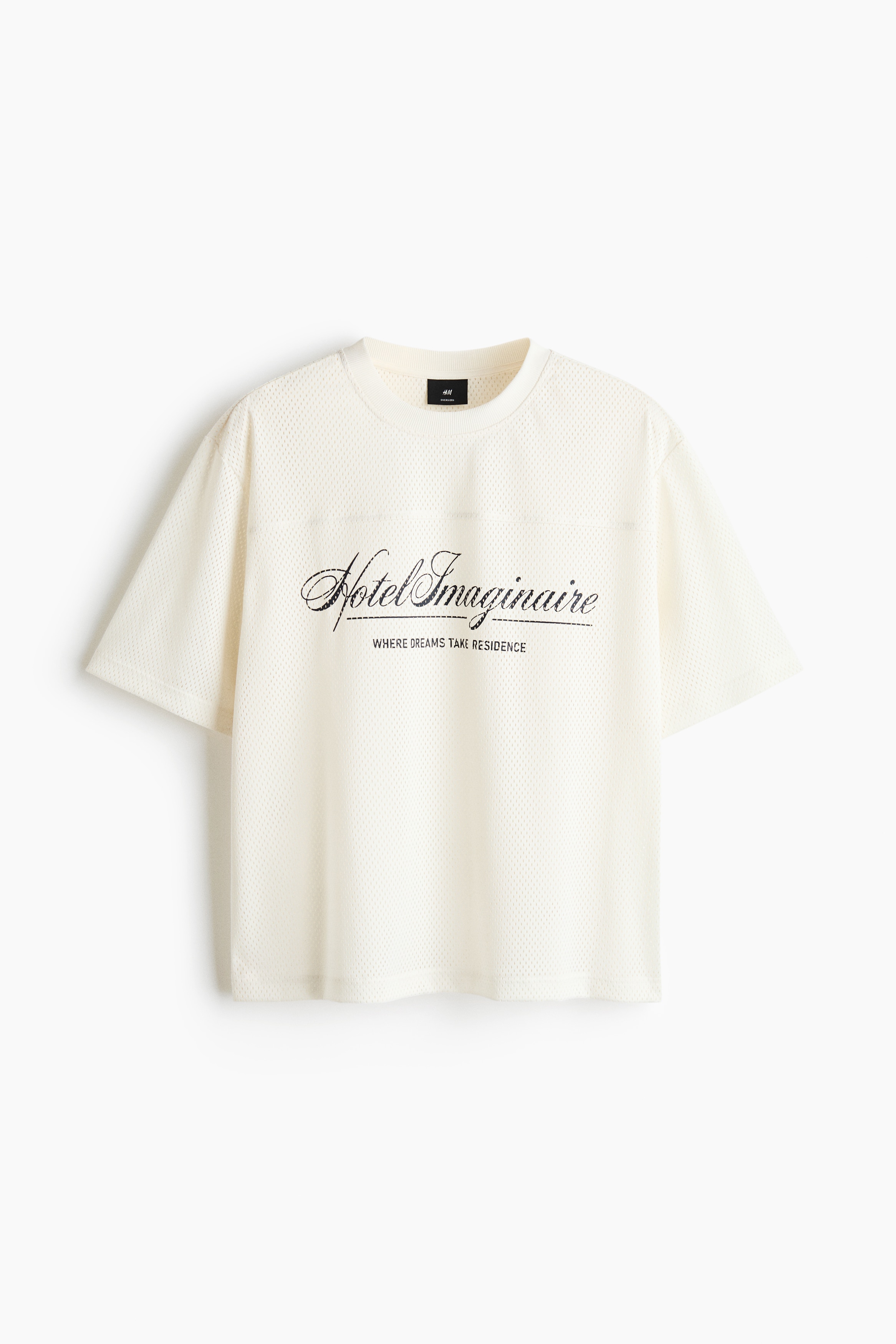 Oversized Fit Printed mesh T-shirt - Cream/Hotel Imaginaire/Black/Hotel Imaginaire