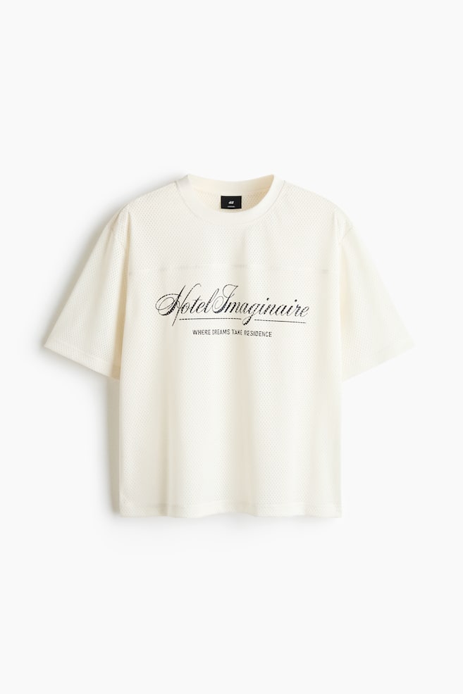 Oversized Printed Mesh T-Shirt - Cream/Hotel Imaginaire/Black/Hotel Imaginaire - 1