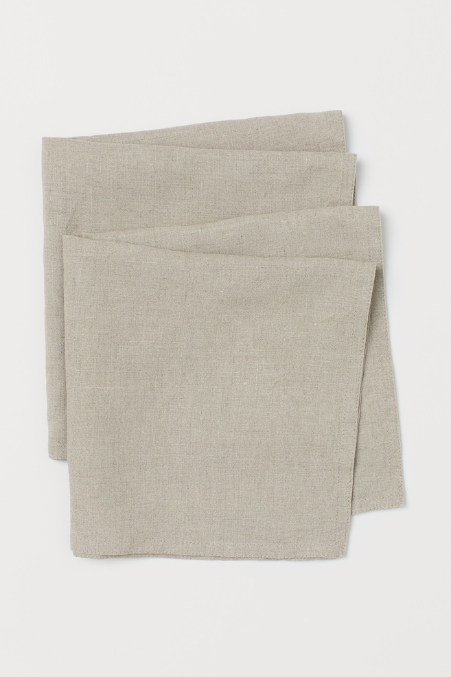 Lot de 2 serviettes de lin - Beige/Blanc/Gris anthracite/Gris/dc - 4