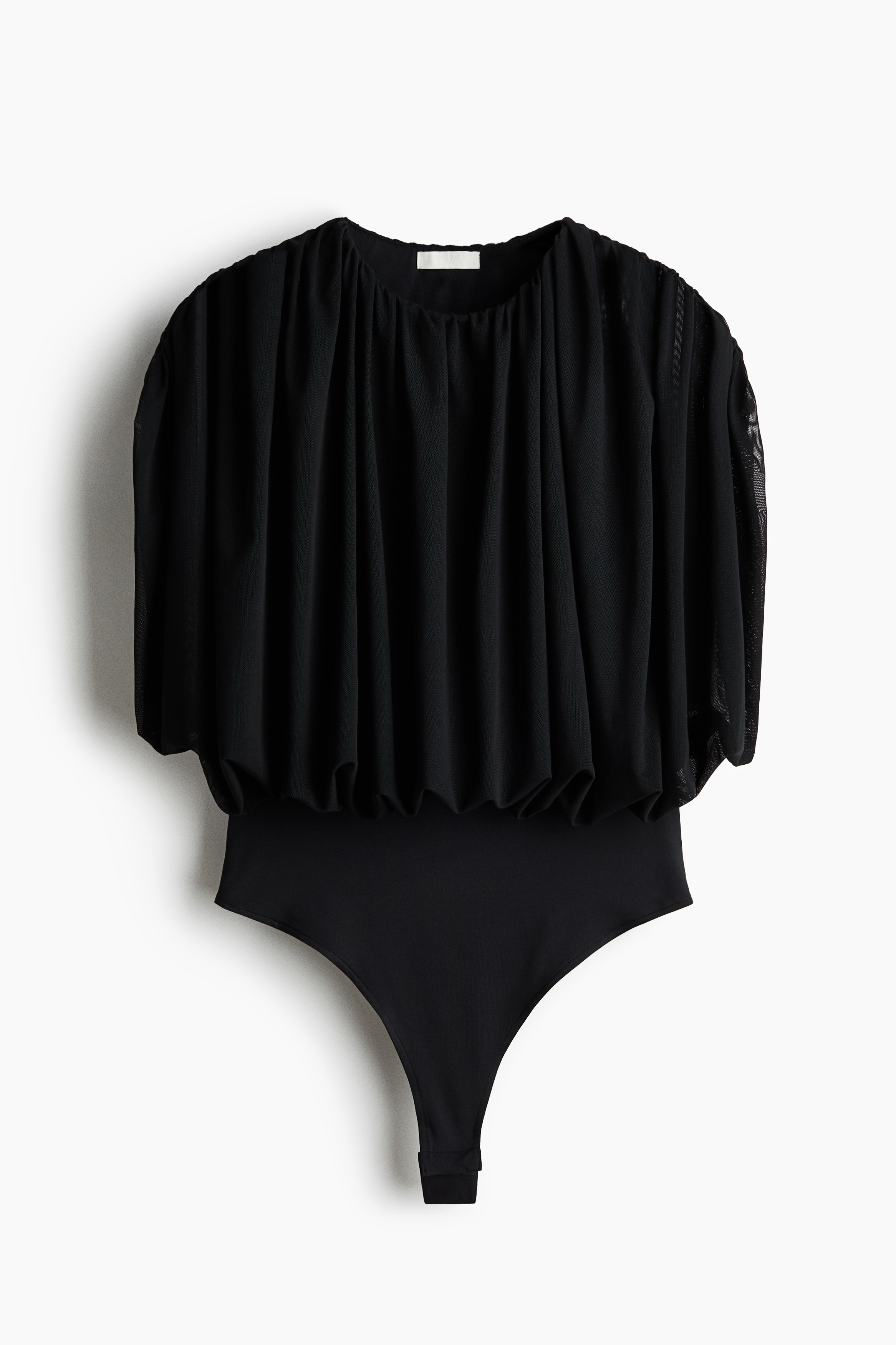 Draped Thong Bodysuit - Black