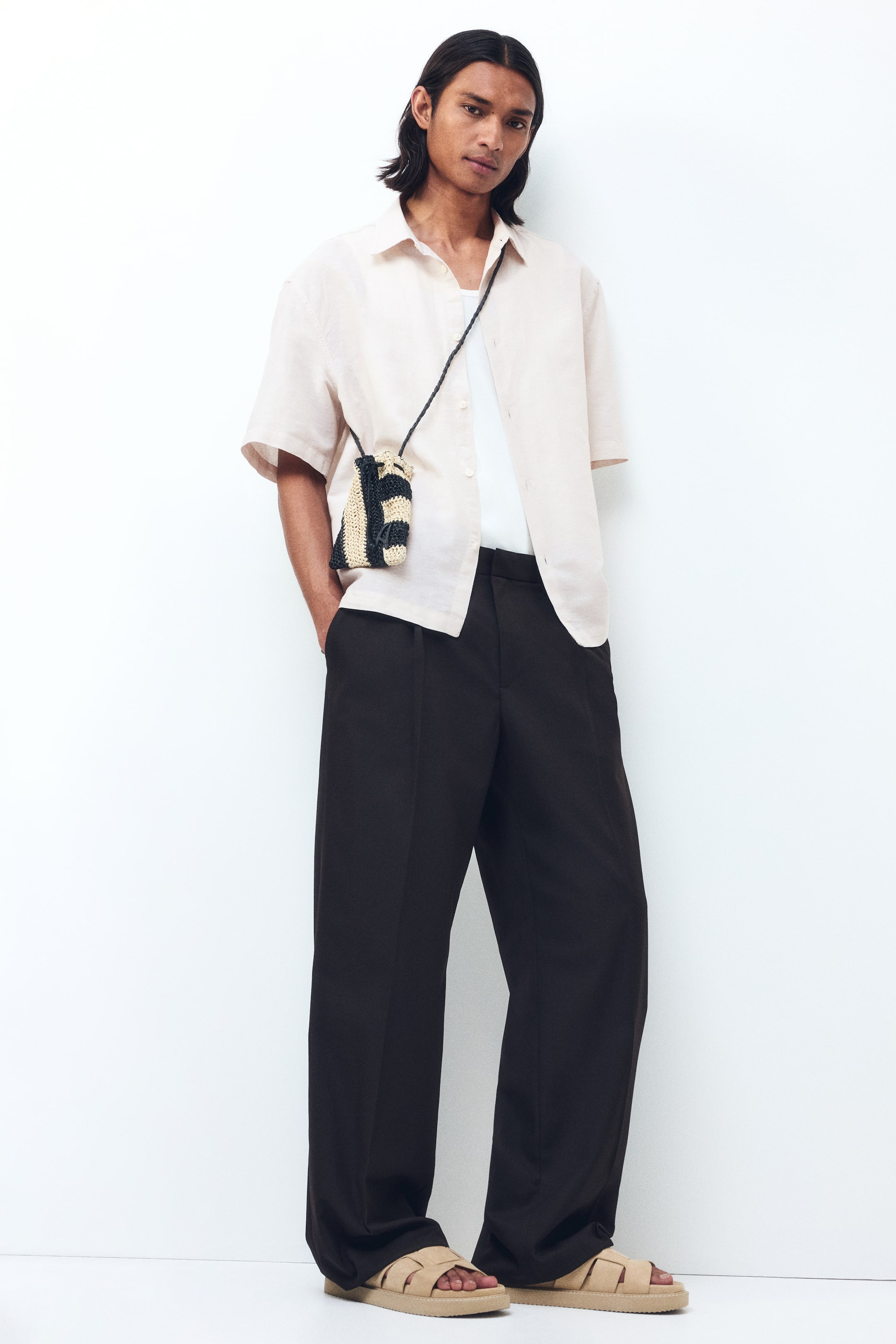 Relaxed-Fit Short-Sleeved Linen-Blend Shirt