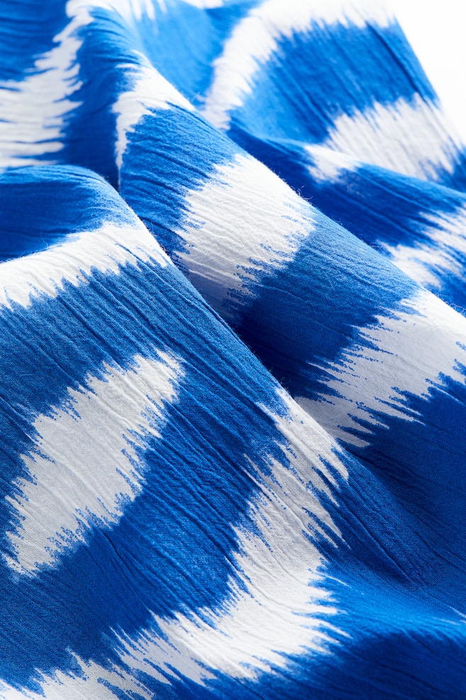 Tie-strap cotton dress - Bright blue/Patterned/Blue/Black - 4