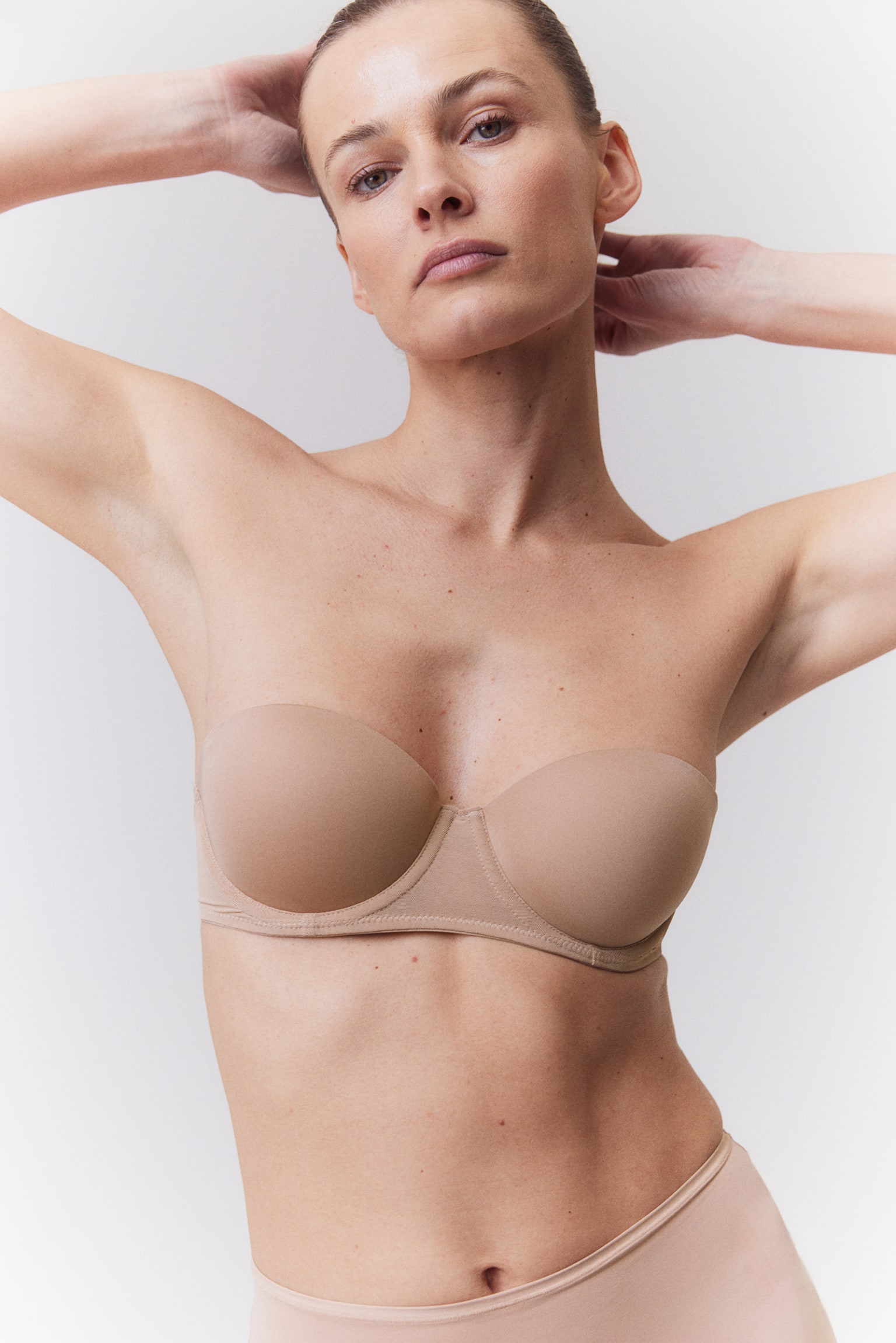 Padded Microfibre Balconette Bra - Beige/Black/White - 4