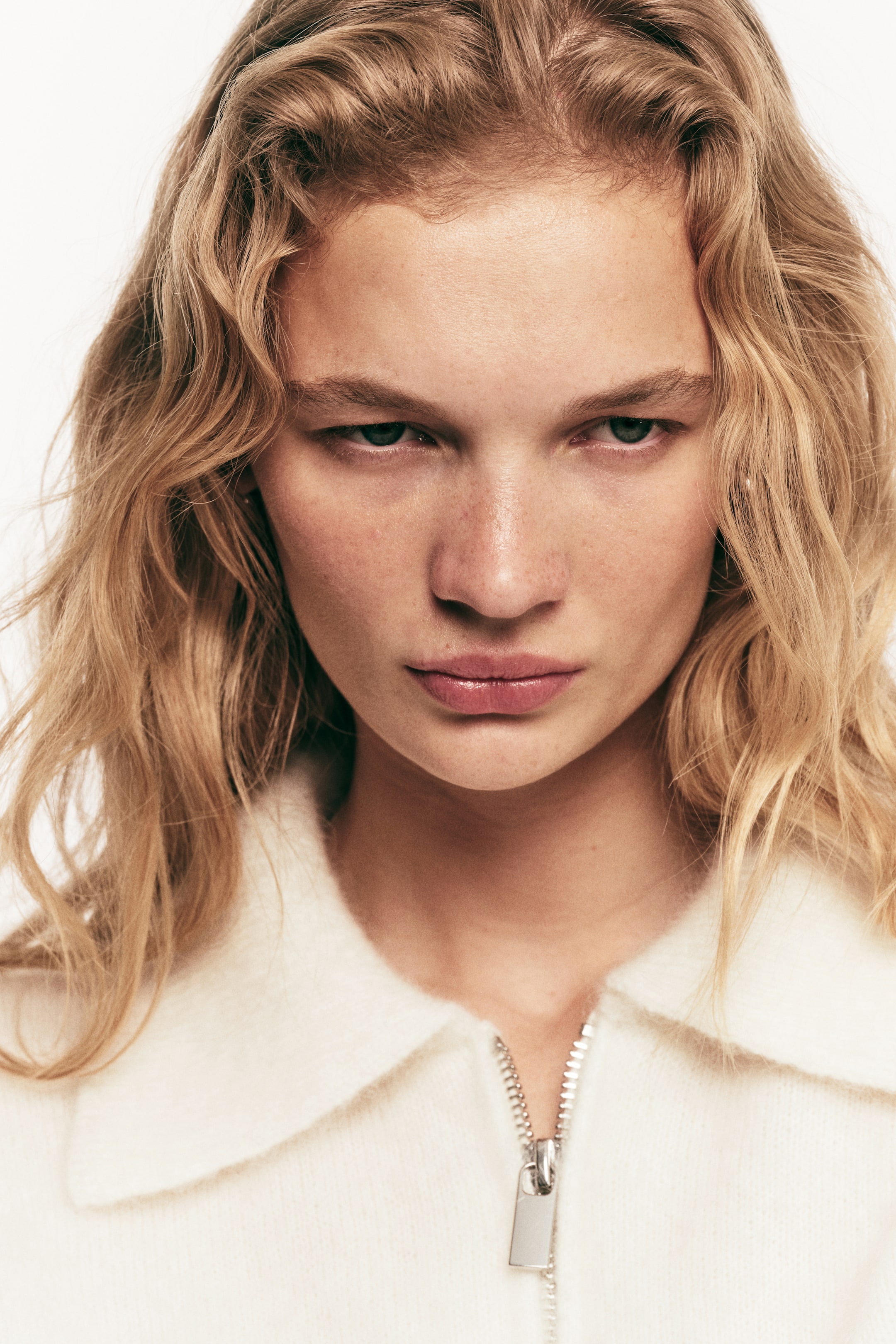 Chandail à col fermeture éclair en mohair mélangé