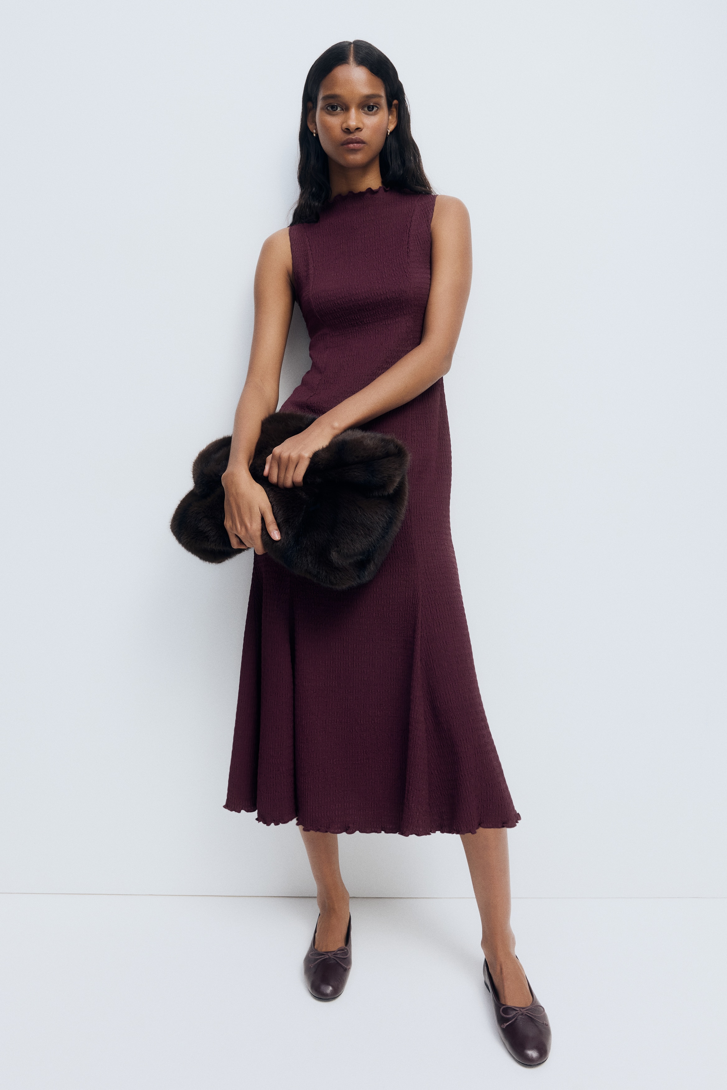 knitted short sleeve dress Burgundy Ribbed Knit Short Sleeve Sweater Dress