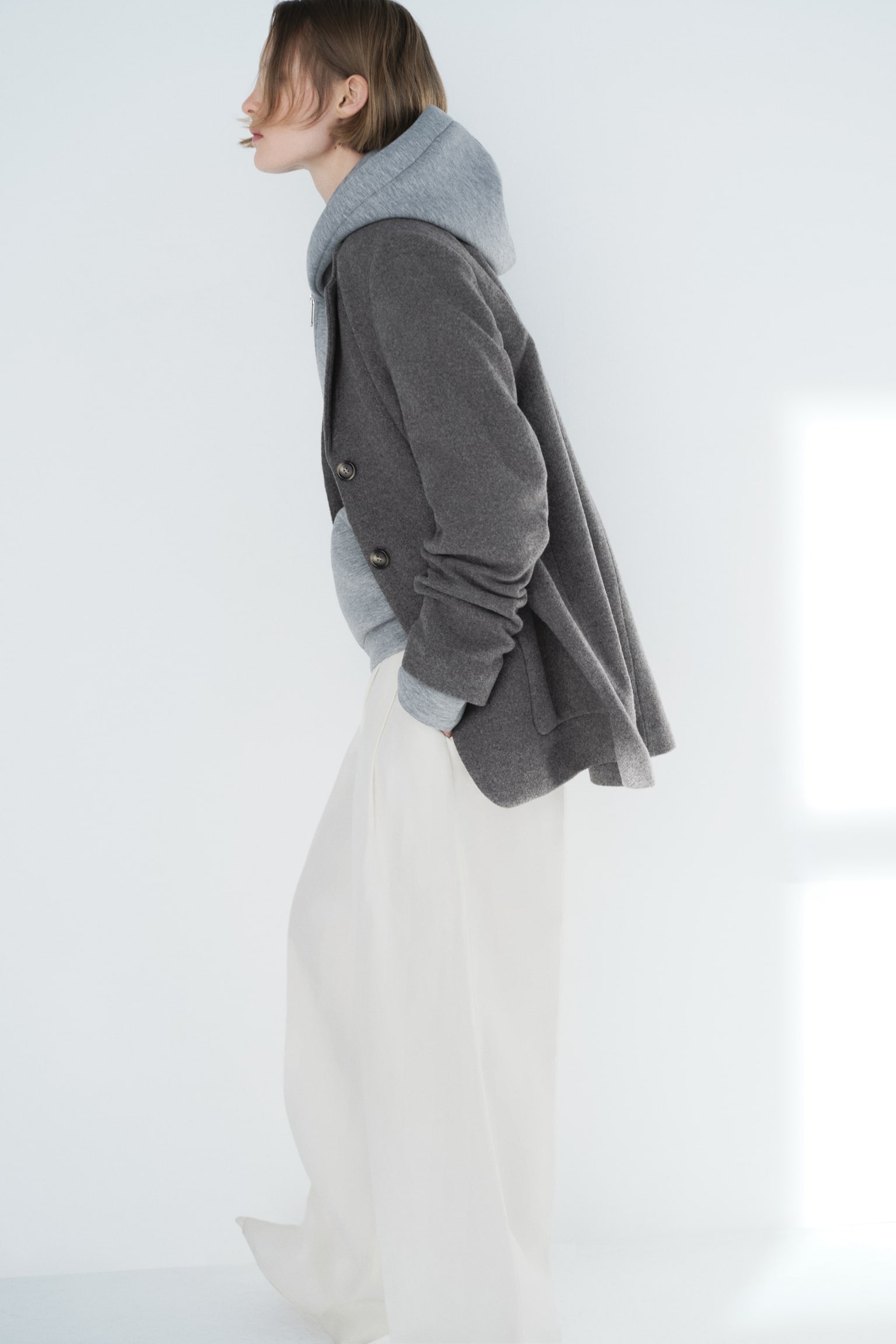 Marynarka z domieszką wełny - Szary melanż/Ciemna zieleń khaki - 7