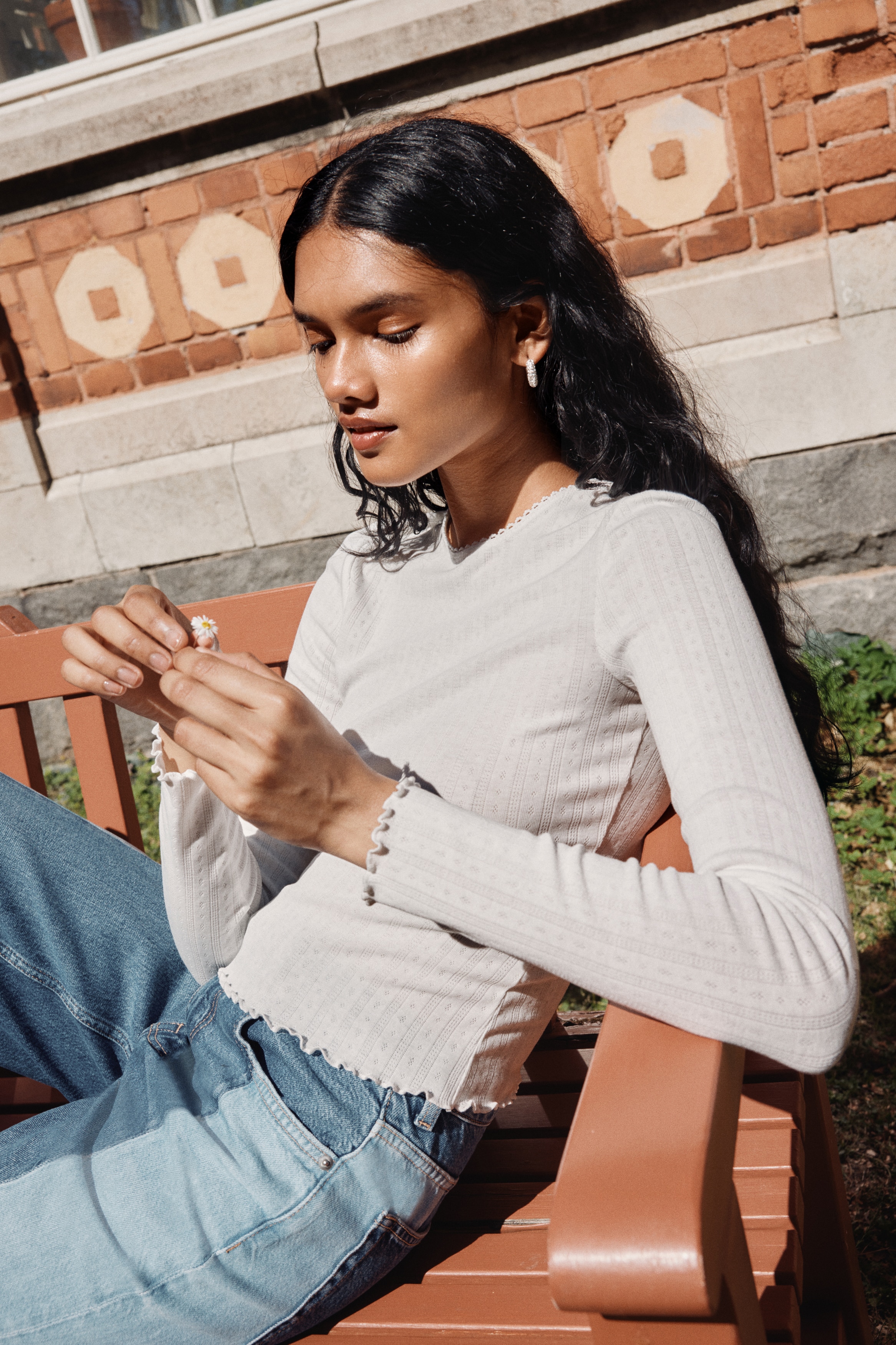 ポインテルジャージートップス - ホワイト - レディース | H&M JP ポインテルジャージートップス - ホワイト - レディース | H&M JP