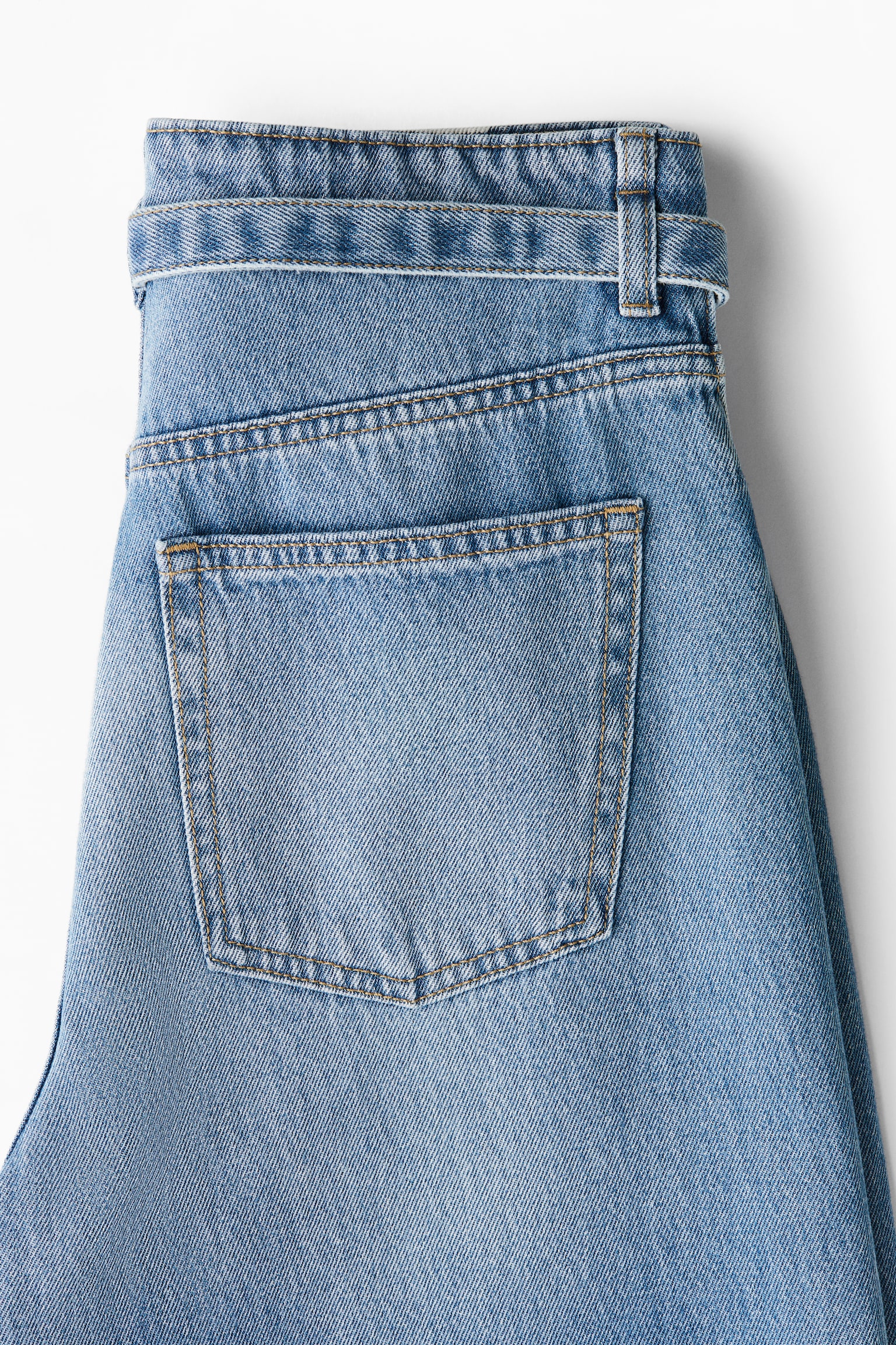 Wide belted jeans - Light denim blue/White - 6