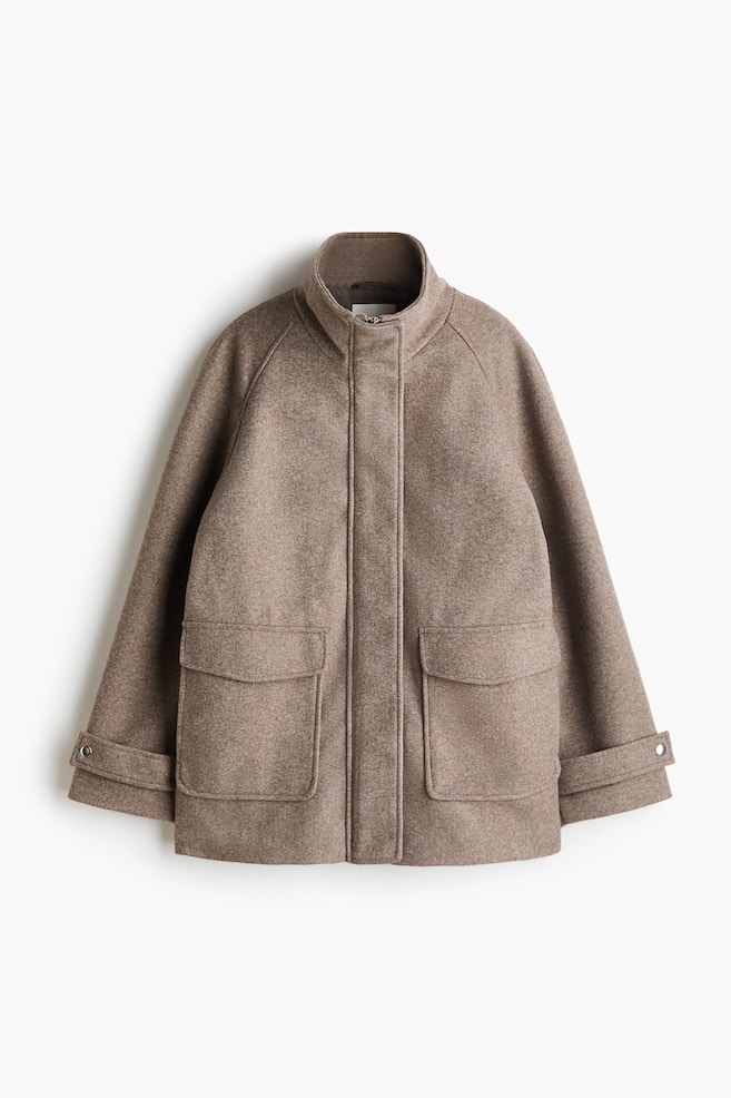 Funnel-collar coat - Mole/Dark brown - 1
