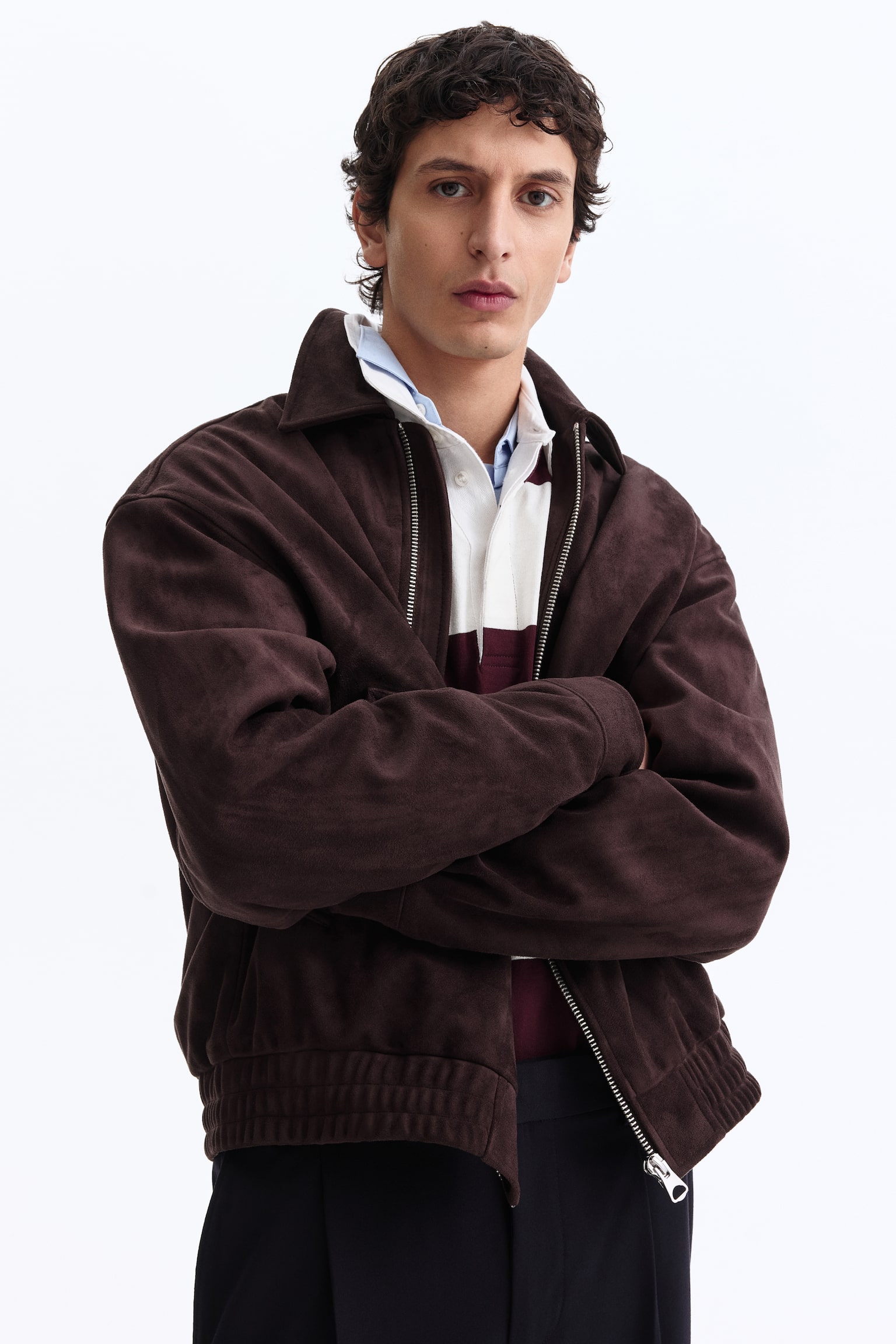 Kurtka z kołnierzem - Ciemnobrązowy - 3