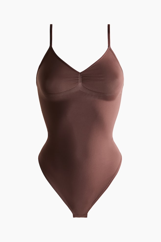 Firm Shape Sculpting Thong Bodysuit - Brown/Navy blue/Light beige/Light pink/Burgundy/Black/Dark brown - 1